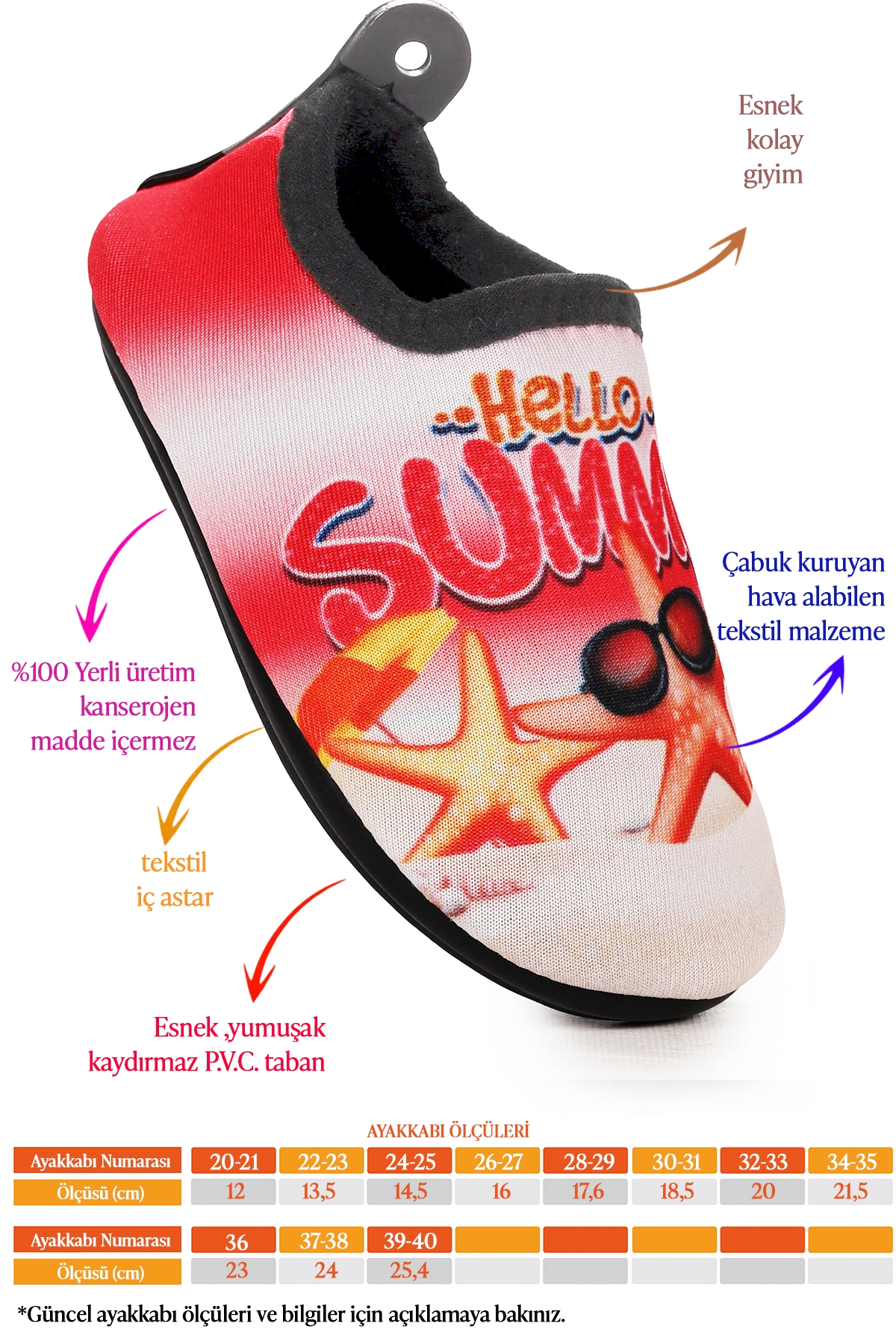 Summer Havuz Plaj Kız Çocuk Deniz Ayakkabısı 7531 Kırmızı - Görsel 3