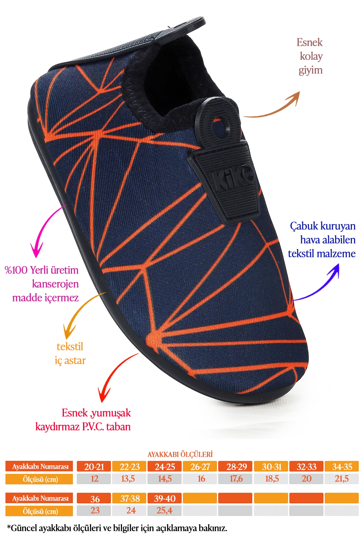 Prizma Havuz Plaj Erkek Çocuk Deniz Ayakkabısı Lacivert - Turuncu - Görsel 3