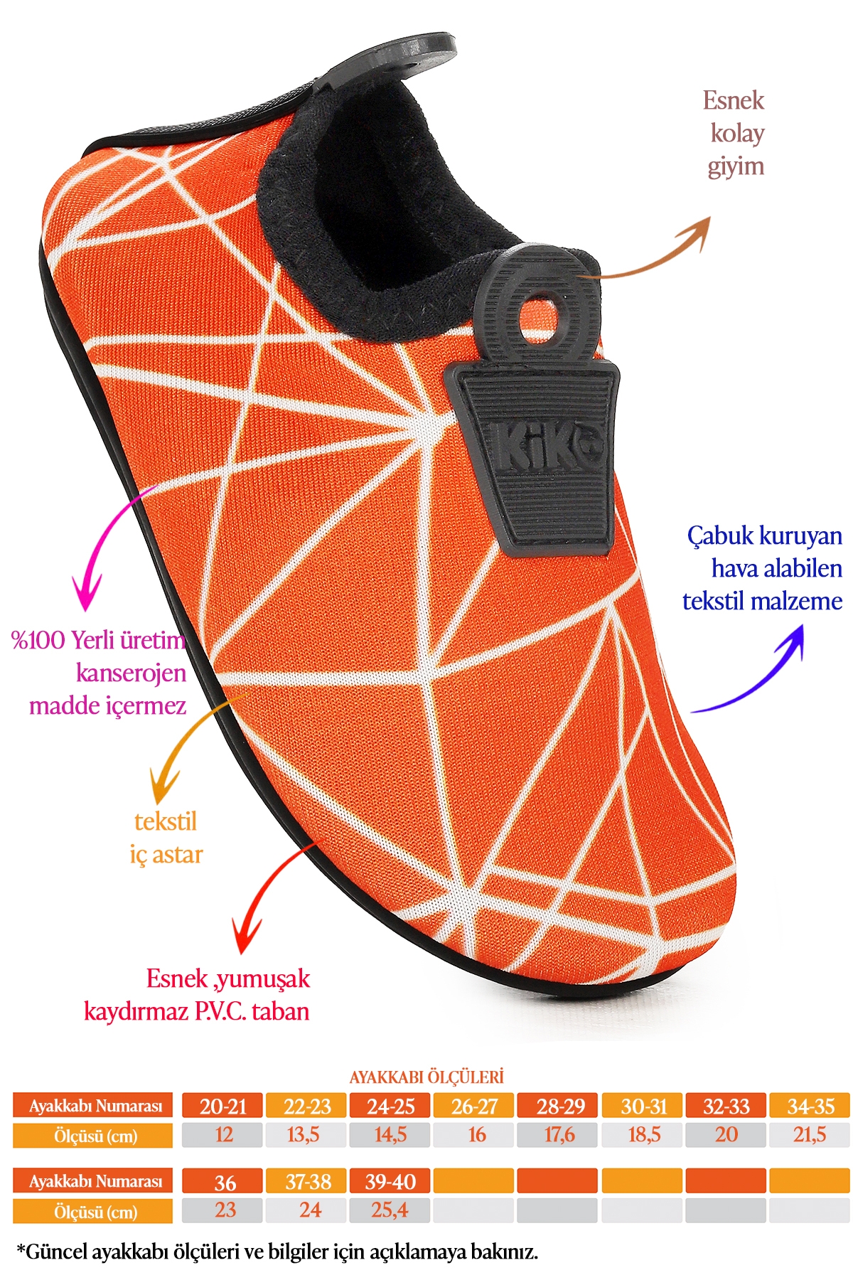 Prizma Havuz Plaj Erkek Çocuk Deniz Ayakkabısı Turuncu - Beyaz - Görsel 3