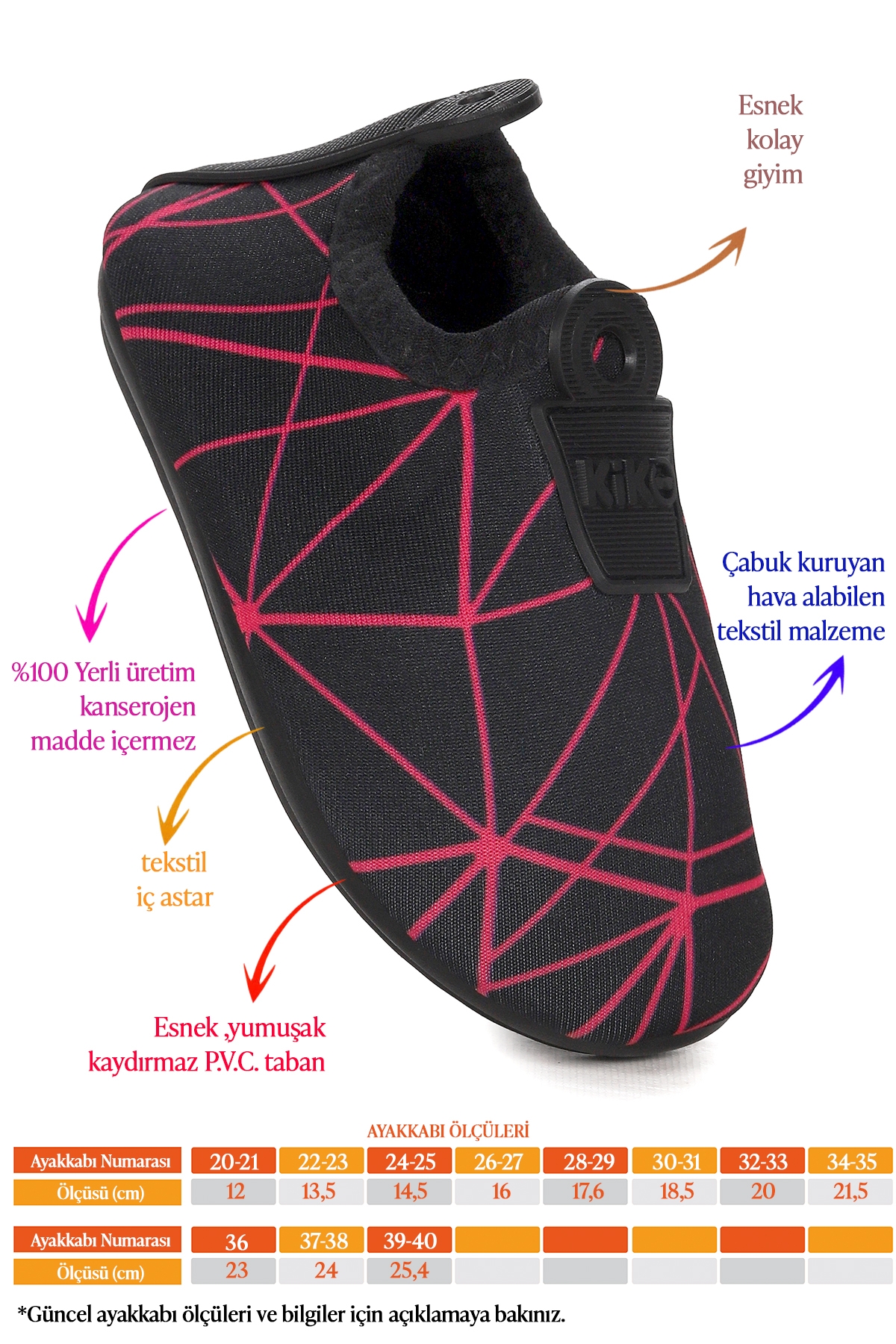 Prizma Havuz Plaj Kız Çocuk Deniz Ayakkabısı Siyah - Fuşya - Görsel 3