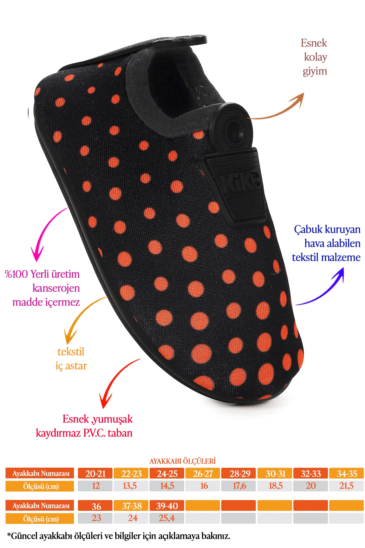 Point Havuz Plaj Kız Çocuk Deniz Ayakkabısı Siyah - Turuncu - Görsel 3