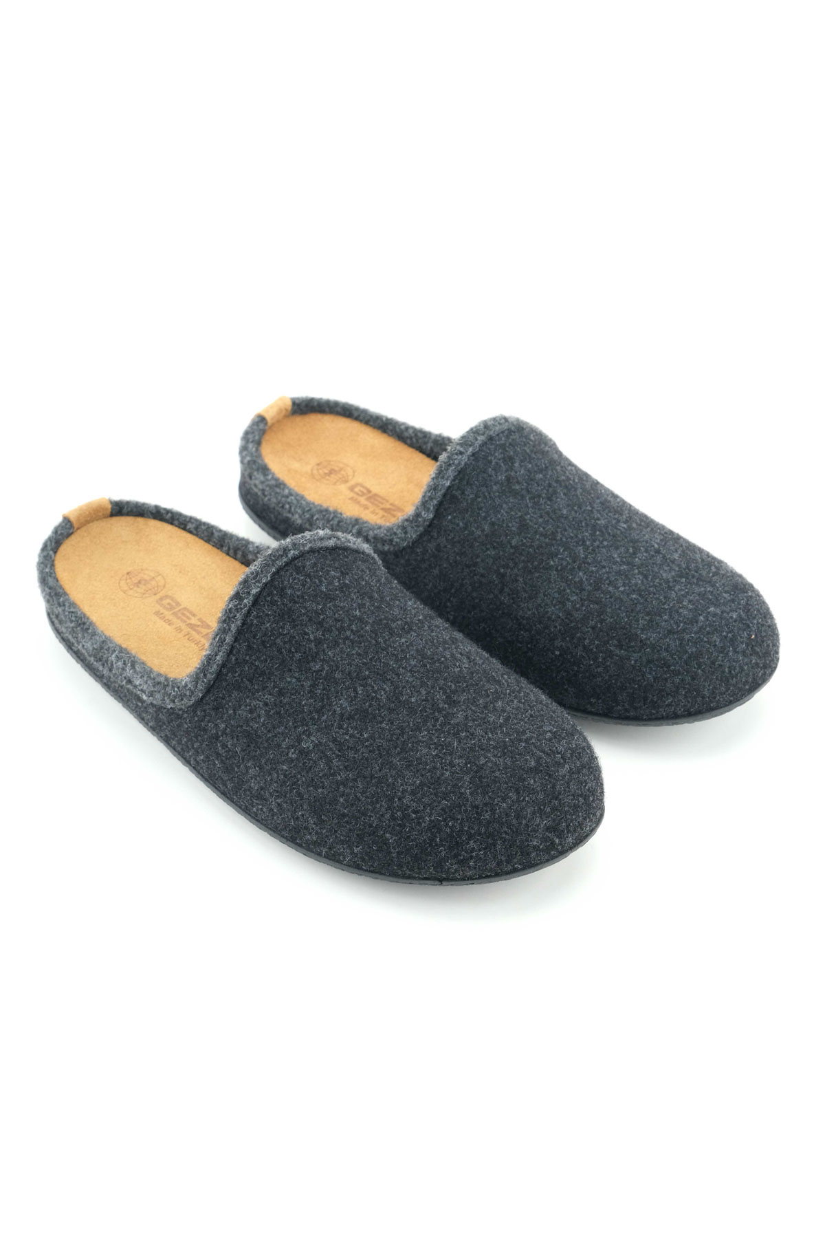 Erkek Kışlık İç Taban Çıkarılabilir Fusbetli Hakiki Deri PVC Alt Taban Keçe Ev Bahçe Terlik - Görsel 4