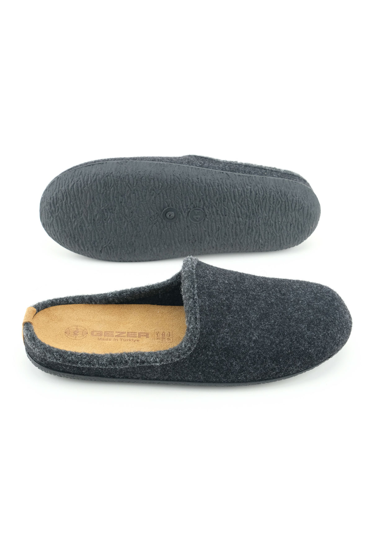 Erkek Kışlık İç Taban Çıkarılabilir Fusbetli Hakiki Deri PVC Alt Taban Keçe Ev Bahçe Terlik - Görsel 6