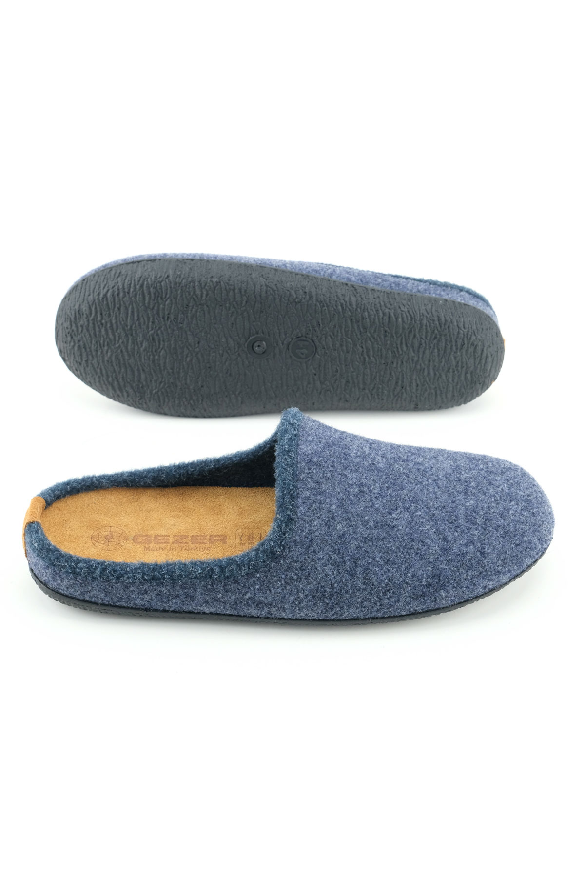 Erkek Kışlık İç Taban Çıkarılabilir Fusbetli Hakiki Deri PVC Alt Taban Keçe Ev Bahçe Terlik - Görsel 6