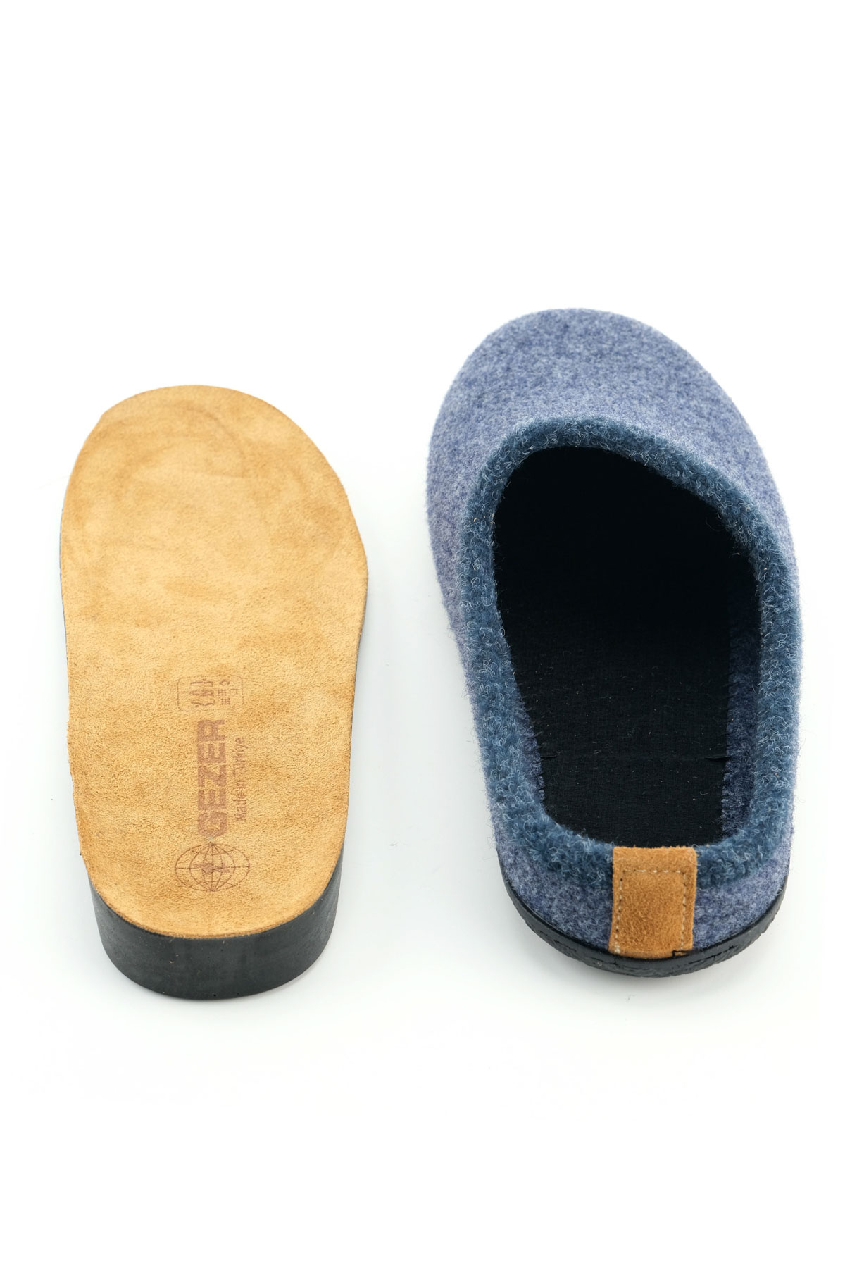 Erkek Kışlık İç Taban Çıkarılabilir Fusbetli Hakiki Deri PVC Alt Taban Keçe Ev Bahçe Terlik - Görsel 7