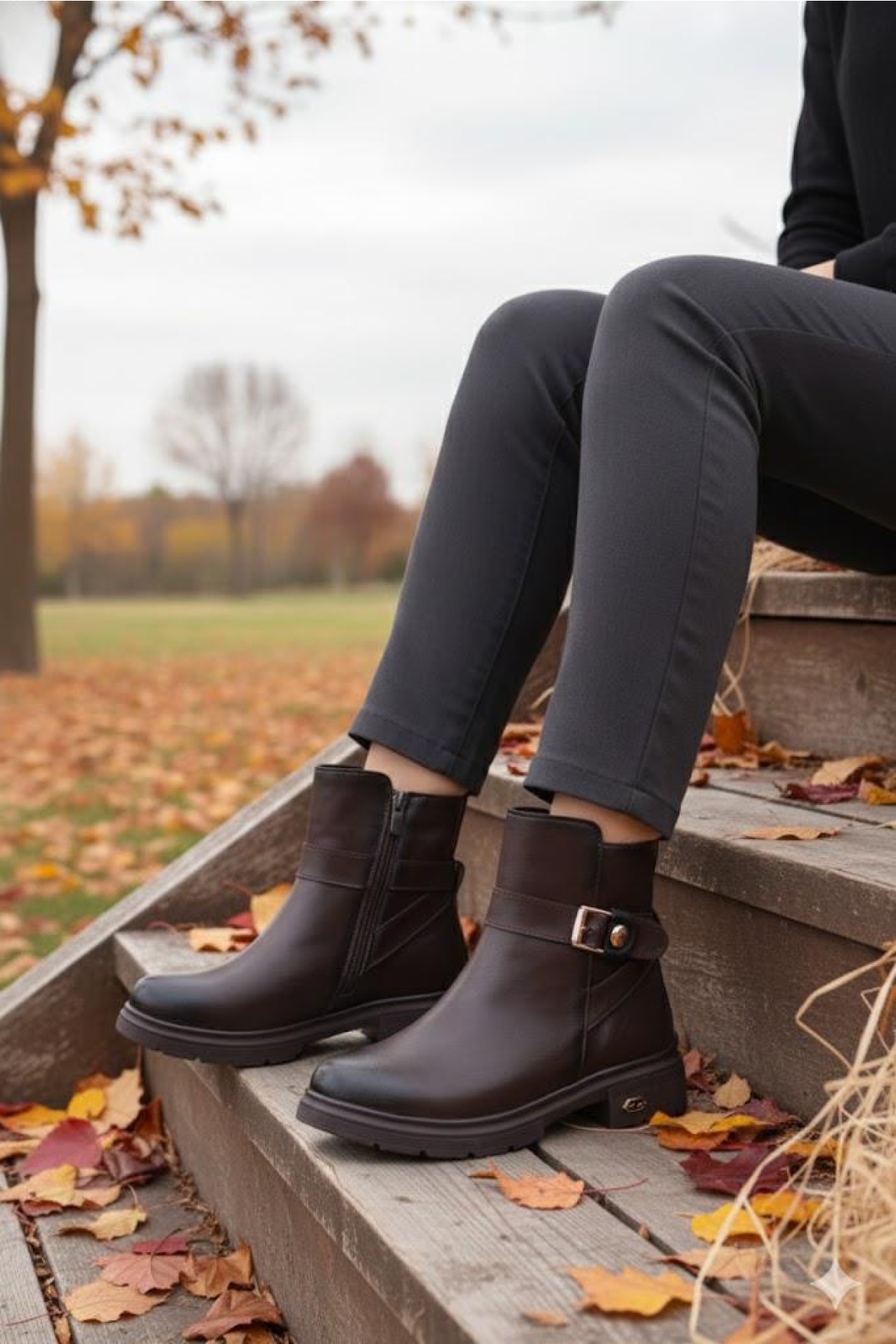 222450 Ventes Rahat Sıcak Astar Kaymaz Taban Fermuarlı Kadın Bot - Görsel 3