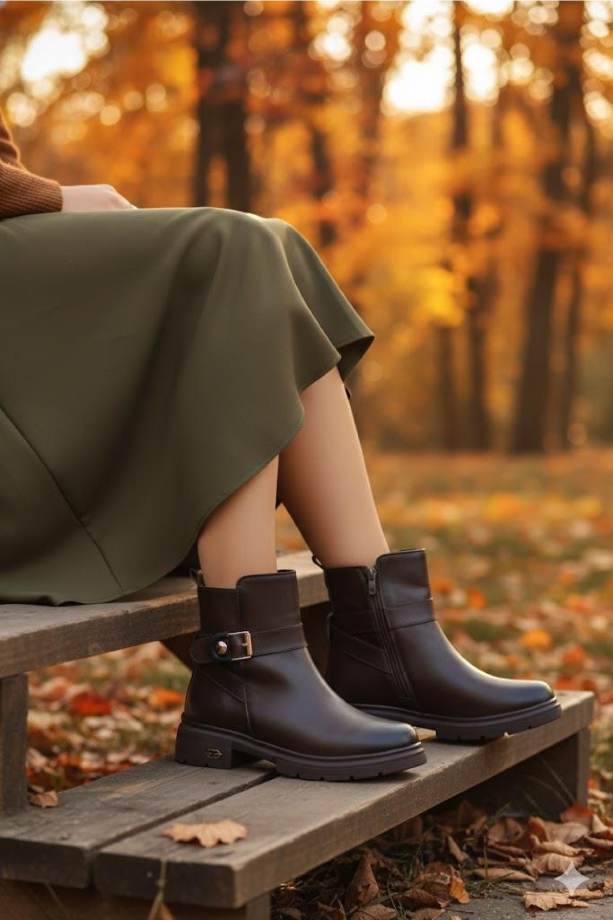 222450 Ventes Rahat Sıcak Astar Kaymaz Taban Fermuarlı Kadın Bot - Görsel 4