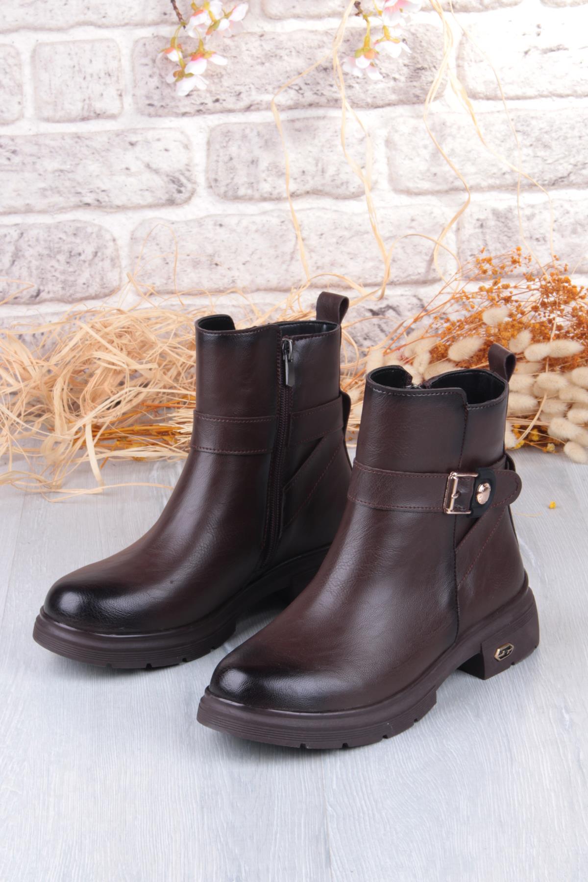 222450 Ventes Rahat Sıcak Astar Kaymaz Taban Fermuarlı Kadın Bot - Görsel 6