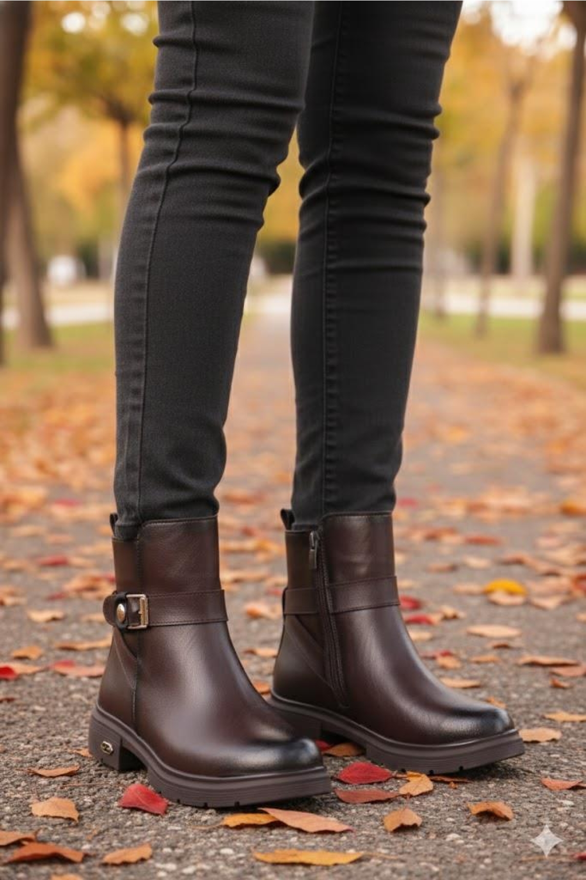 222450 Ventes Rahat Sıcak Astar Kaymaz Taban Fermuarlı Kadın Bot - Görsel 7