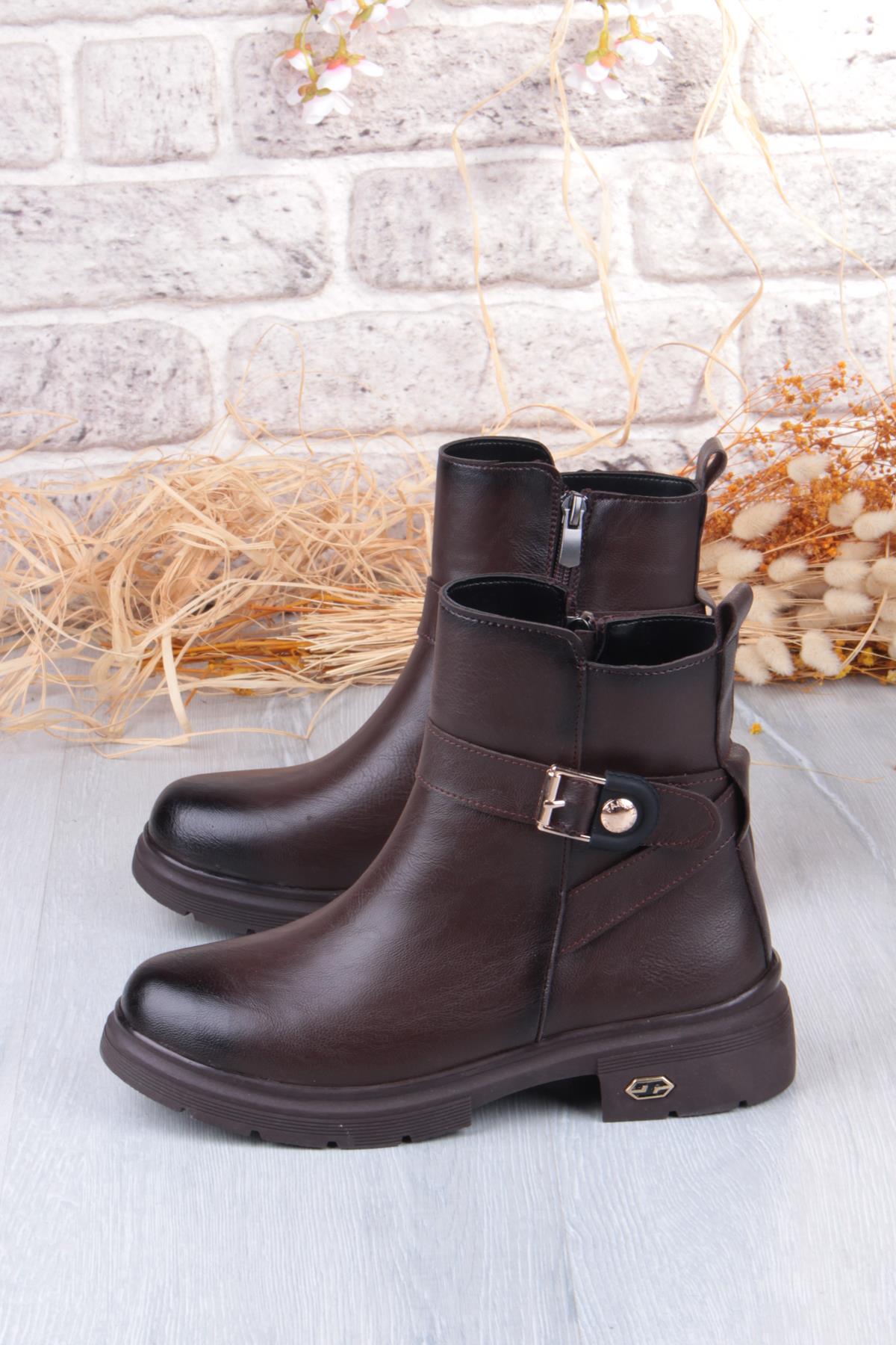 222450 Ventes Rahat Sıcak Astar Kaymaz Taban Fermuarlı Kadın Bot - Görsel 8