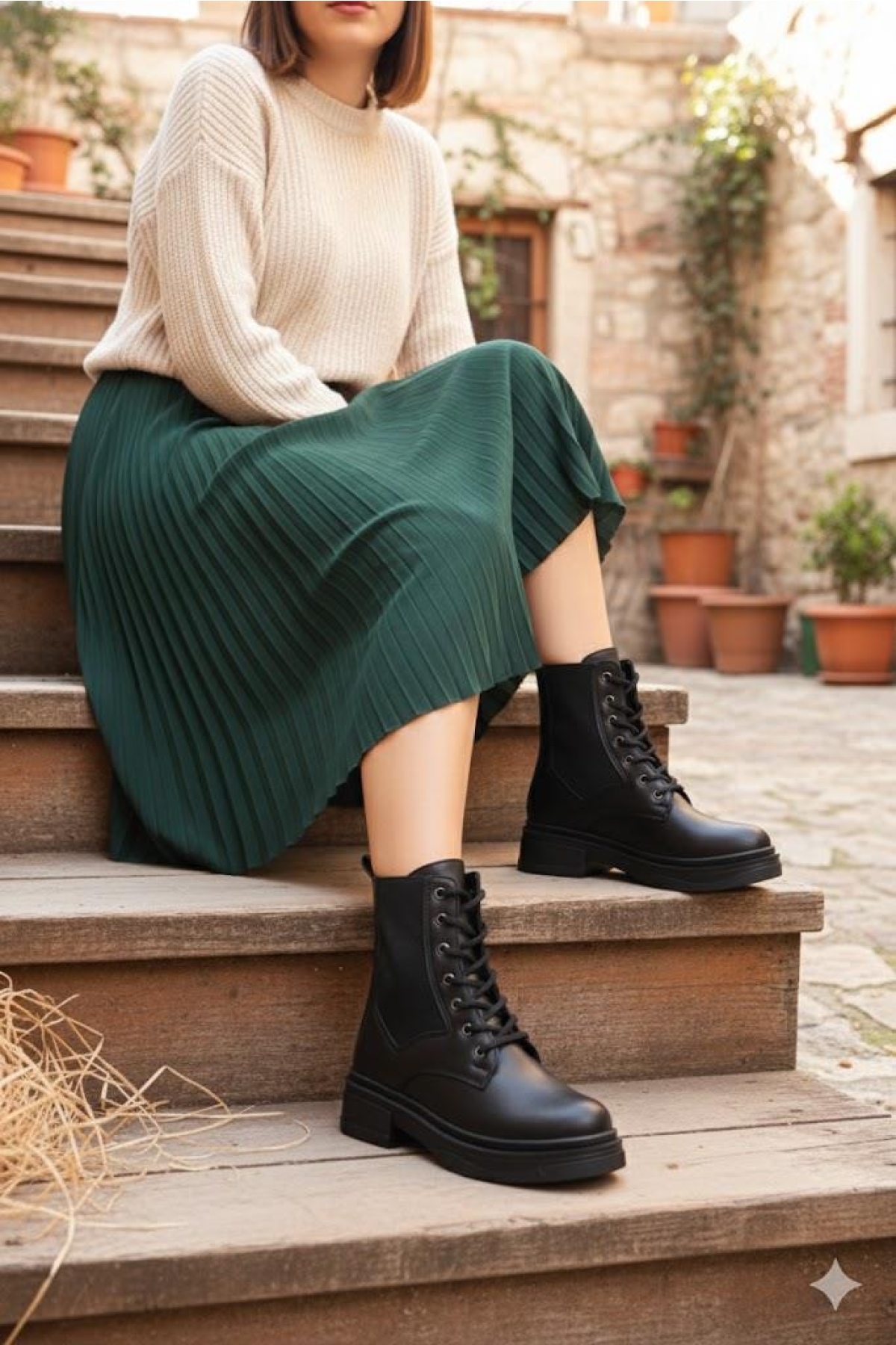 813705 Ventes Sıcak Astar İki Tarafı Lastikli Bağçıklı Kaymaz Taban Kadın Bot - Görsel 4