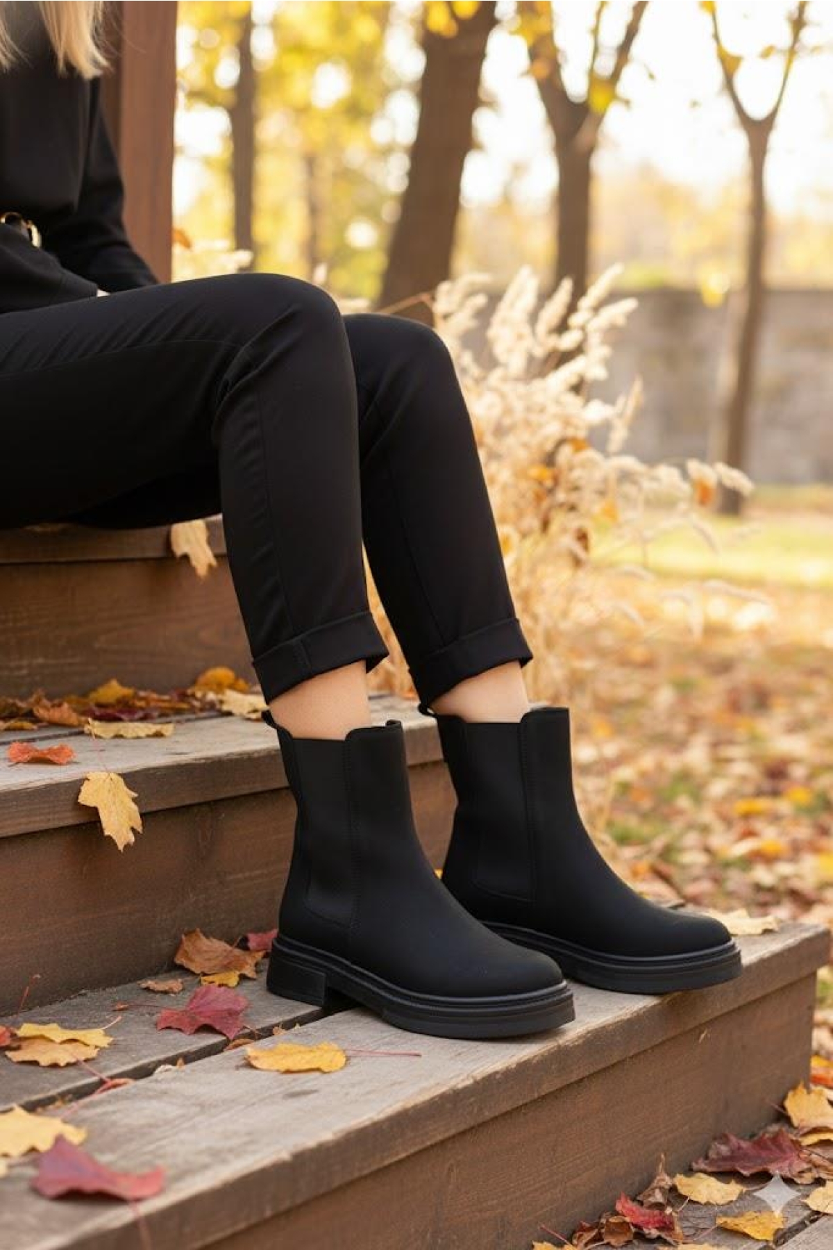 2560 Ventes Rahat Sıcak Astar İki Tarafı Lastikli Kaymaz Taban Kadın Bot - Görsel 2