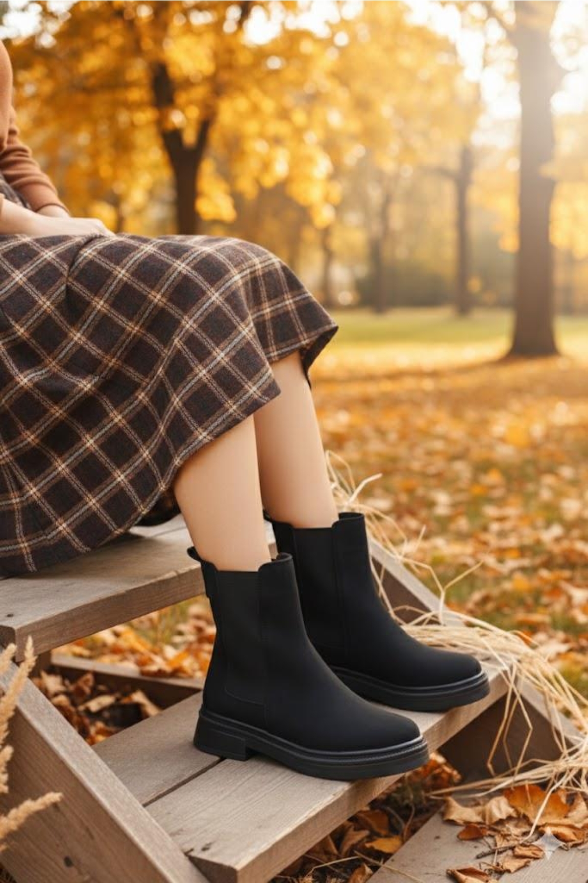 2560 Ventes Rahat Sıcak Astar İki Tarafı Lastikli Kaymaz Taban Kadın Bot - Görsel 3