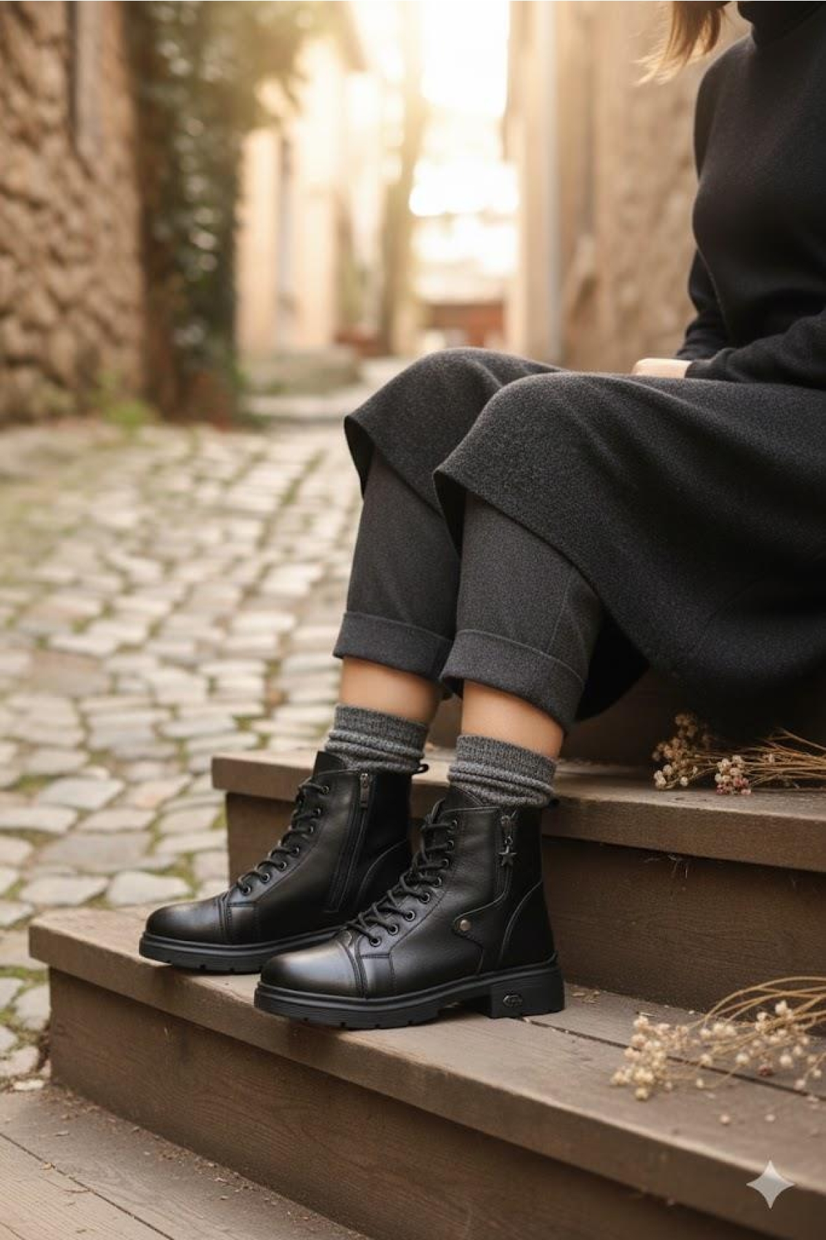 1180 Rahat Sıcak Astar Kaymaz Taban Yumuşak Hakiki Deri Kadın Bot - Görsel 2