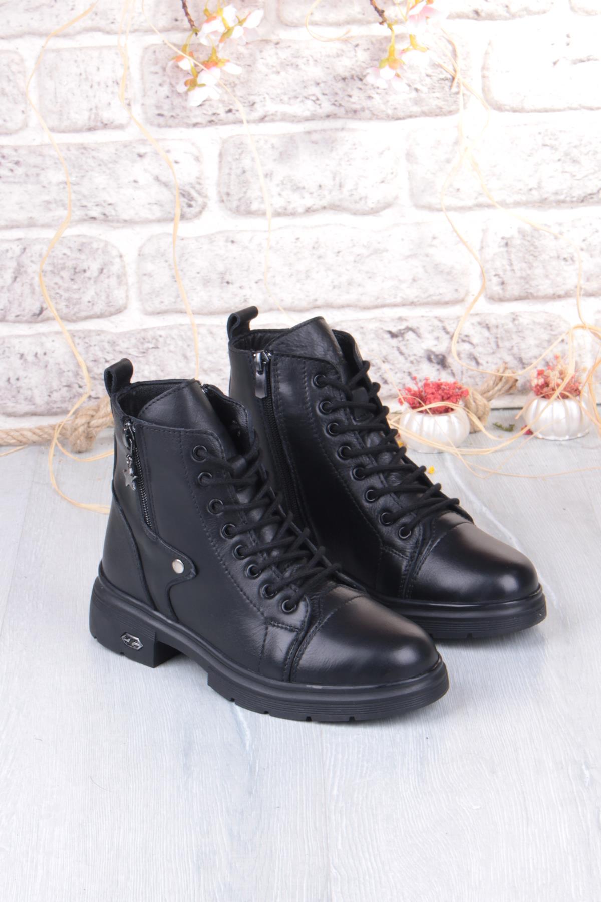 1180 Rahat Sıcak Astar Kaymaz Taban Yumuşak Hakiki Deri Kadın Bot - Görsel 6