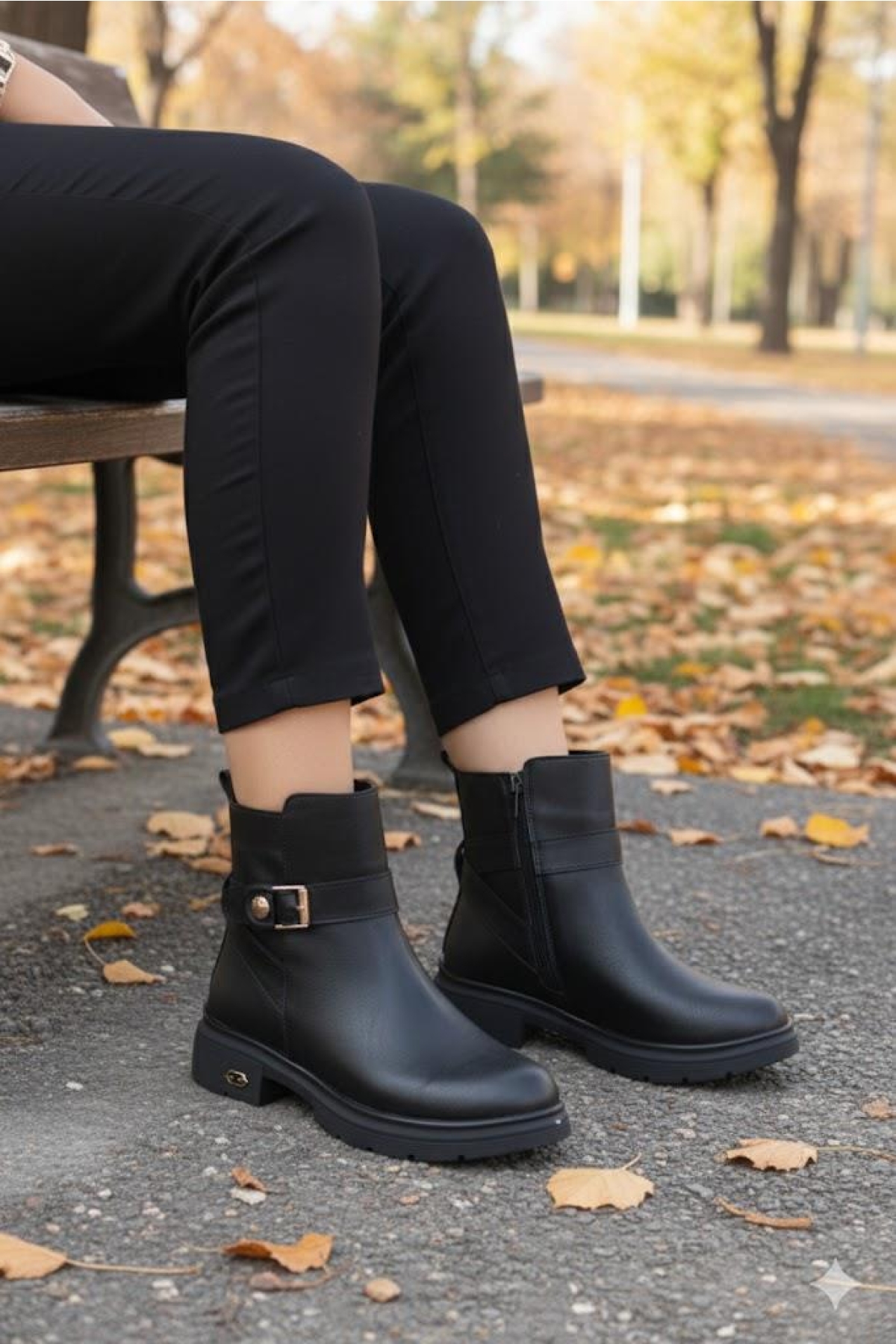 222450 Ventes Rahat Sıcak Astar Kaymaz Taban Fermuarlı Kadın Bot - Görsel 2