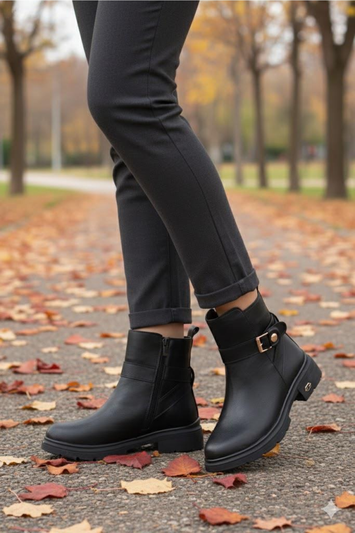 222450 Ventes Rahat Sıcak Astar Kaymaz Taban Fermuarlı Kadın Bot - Görsel 3