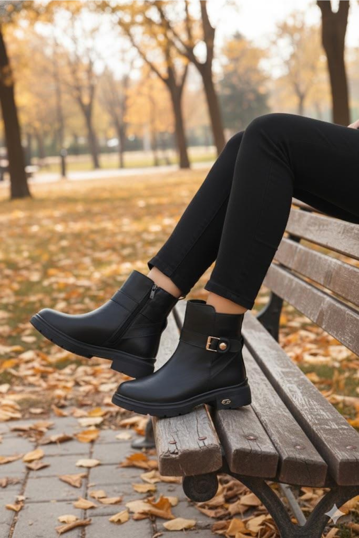 222450 Ventes Rahat Sıcak Astar Kaymaz Taban Fermuarlı Kadın Bot - Görsel 4