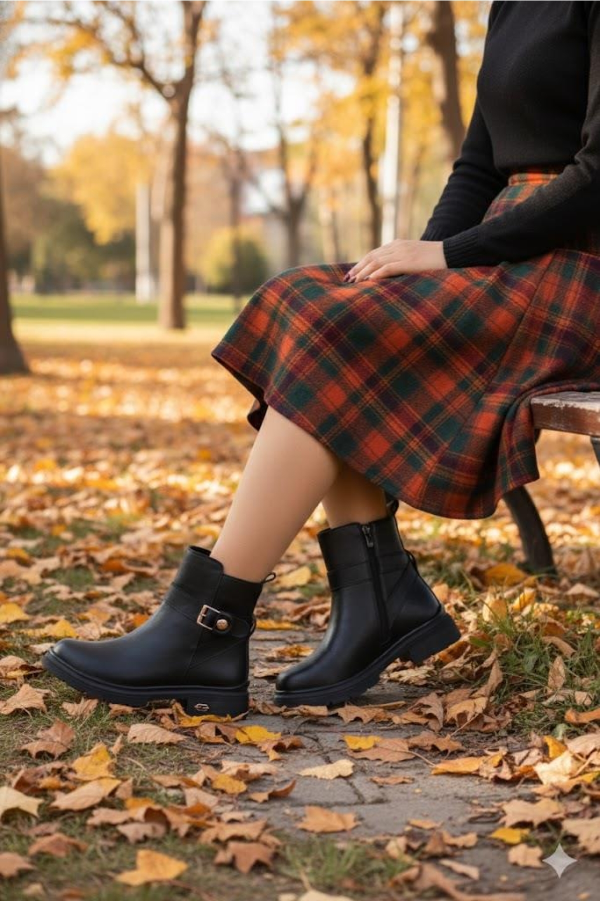 222450 Ventes Rahat Sıcak Astar Kaymaz Taban Fermuarlı Kadın Bot - Görsel 7