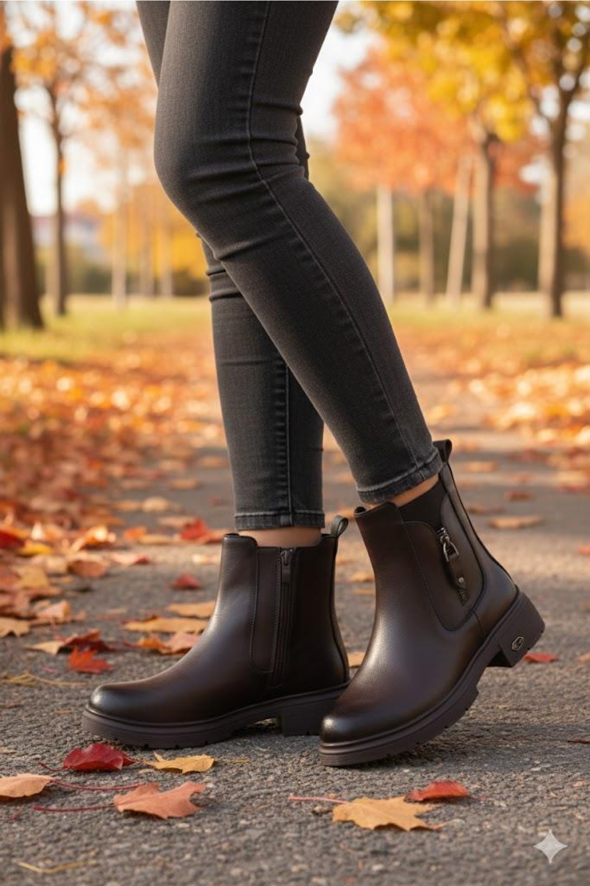 222263 Ventes Rahat Sıcak Astar Kaymaz Taban Fermuarlı Kadın Bot - Görsel 4