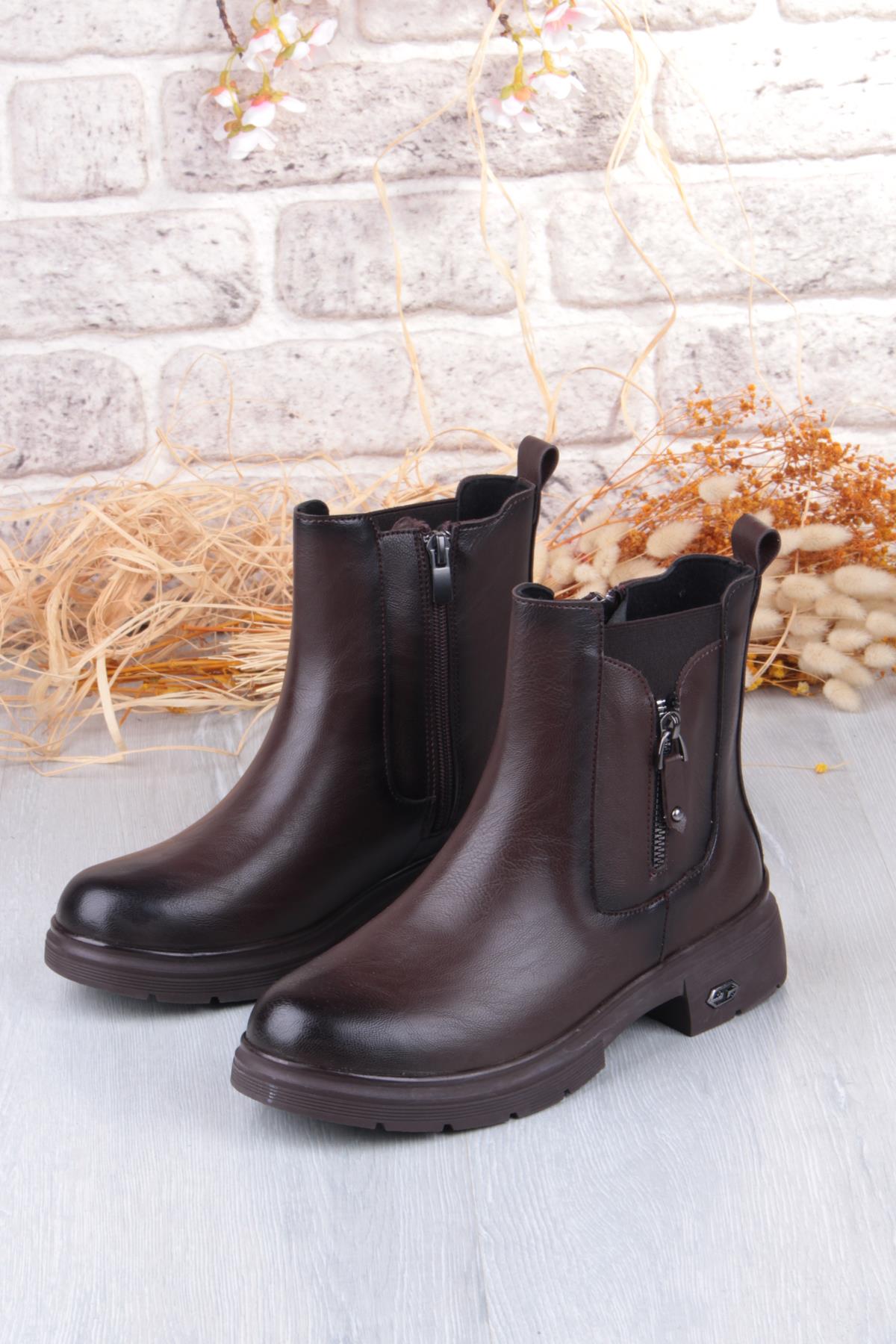 222263 Ventes Rahat Sıcak Astar Kaymaz Taban Fermuarlı Kadın Bot - Görsel 8