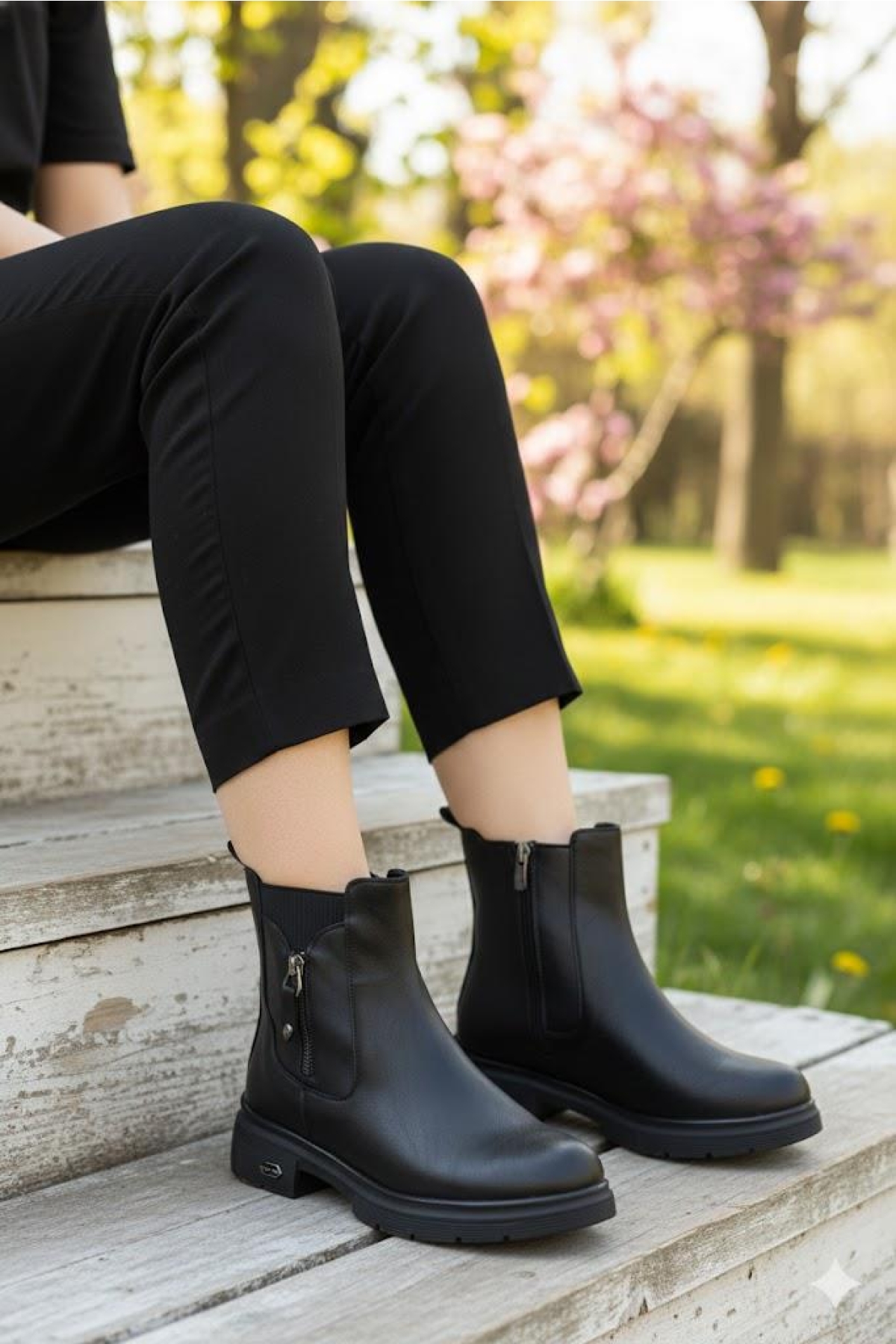 222263 Ventes Rahat Sıcak Astar Kaymaz Taban Fermuarlı Kadın Bot - Görsel 2