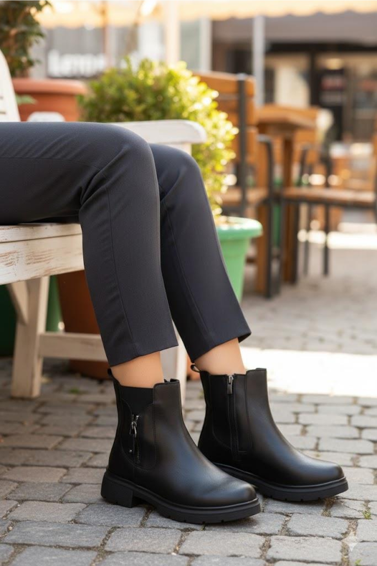 222263 Ventes Rahat Sıcak Astar Kaymaz Taban Fermuarlı Kadın Bot - Görsel 3
