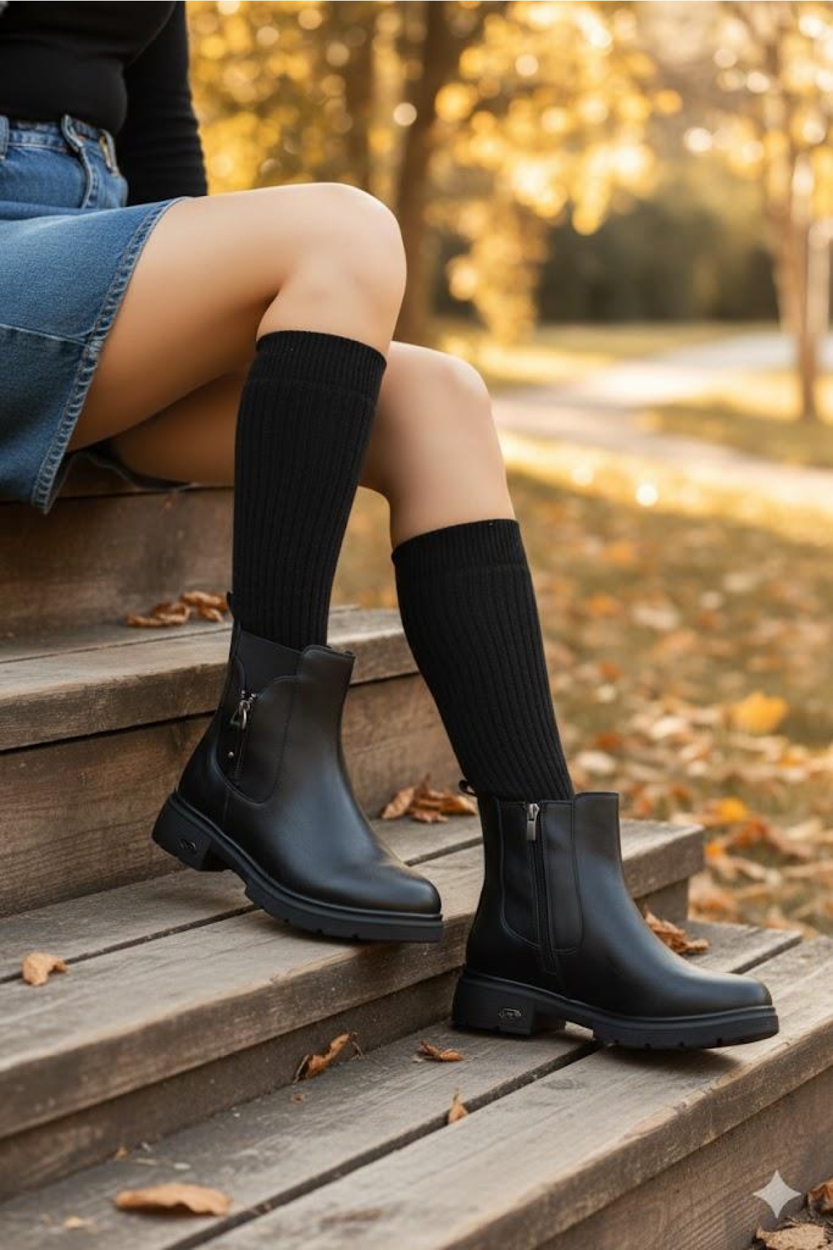 222263 Ventes Rahat Sıcak Astar Kaymaz Taban Fermuarlı Kadın Bot - Görsel 4