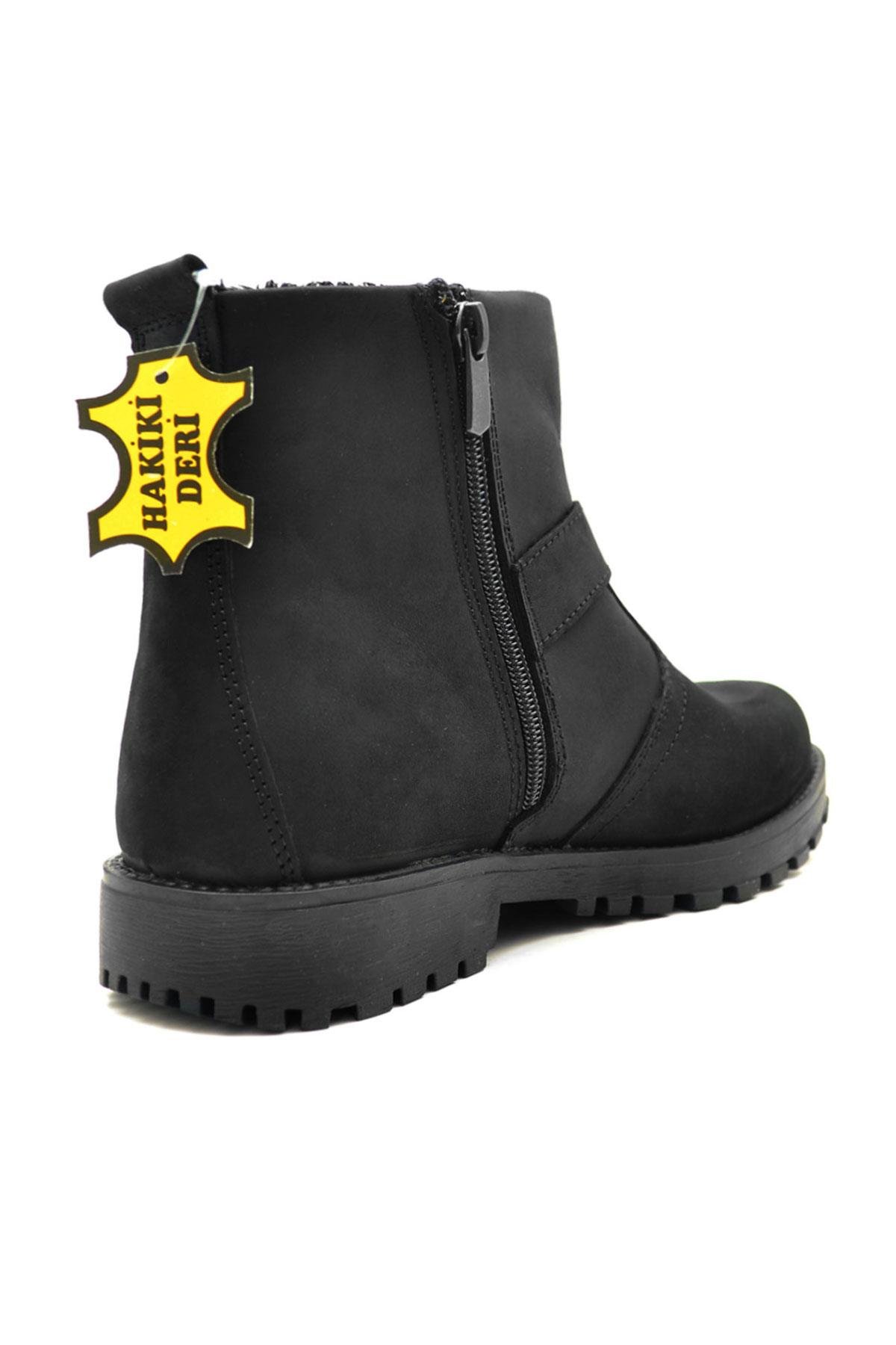 Chiron Hakiki Deri Siyah Fermuarlı Bot - Görsel 4