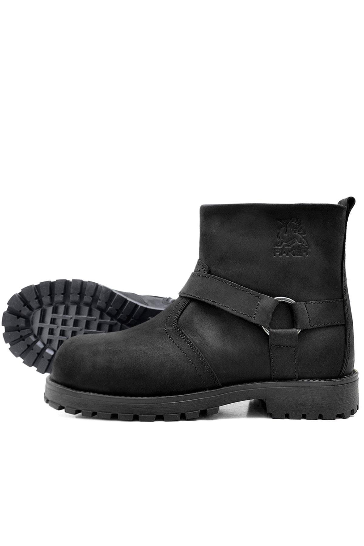 Chiron Hakiki Deri Siyah Fermuarlı Bot - Görsel 6