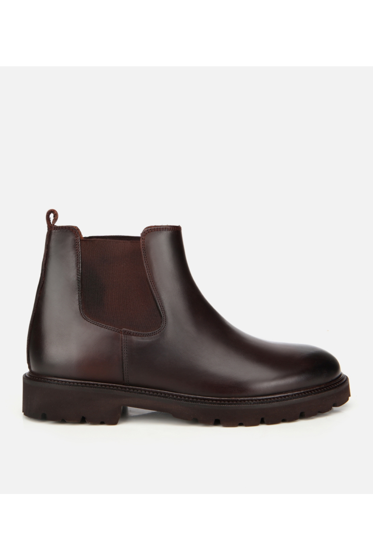 Erkek Deri Kahverengi Lastik Detaylı Chelsea Bot
