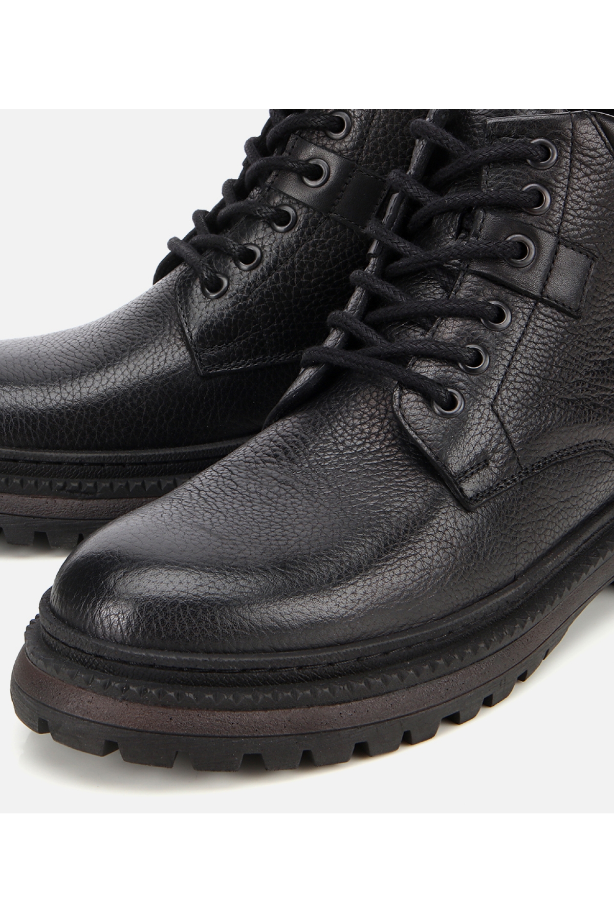 Erkek Deri Siyah Bağcıklı Kalın Tabanlı Casual Bot - Görsel 3