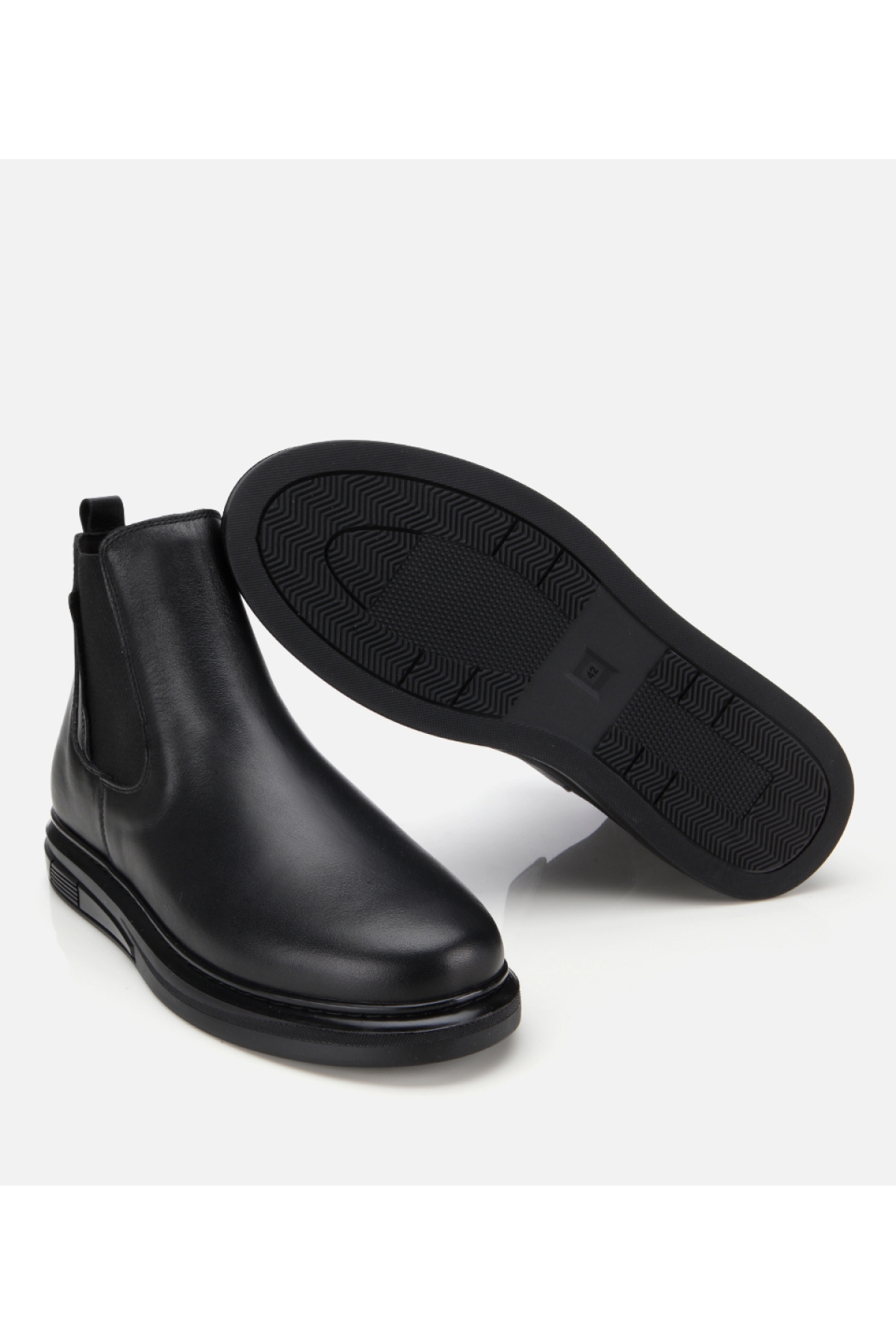 Erkek Deri Siyah Lastik Detaylı Comfort Chealsea Bot - Görsel 6