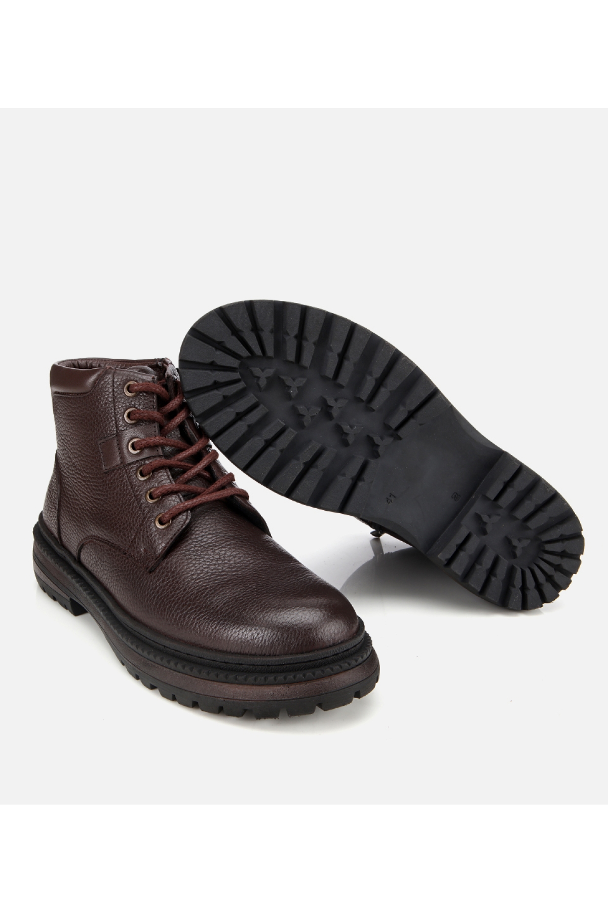 Erkek Deri Kahverengi Bağcıklı Kalın Tabanlı Casual Bot - Görsel 6