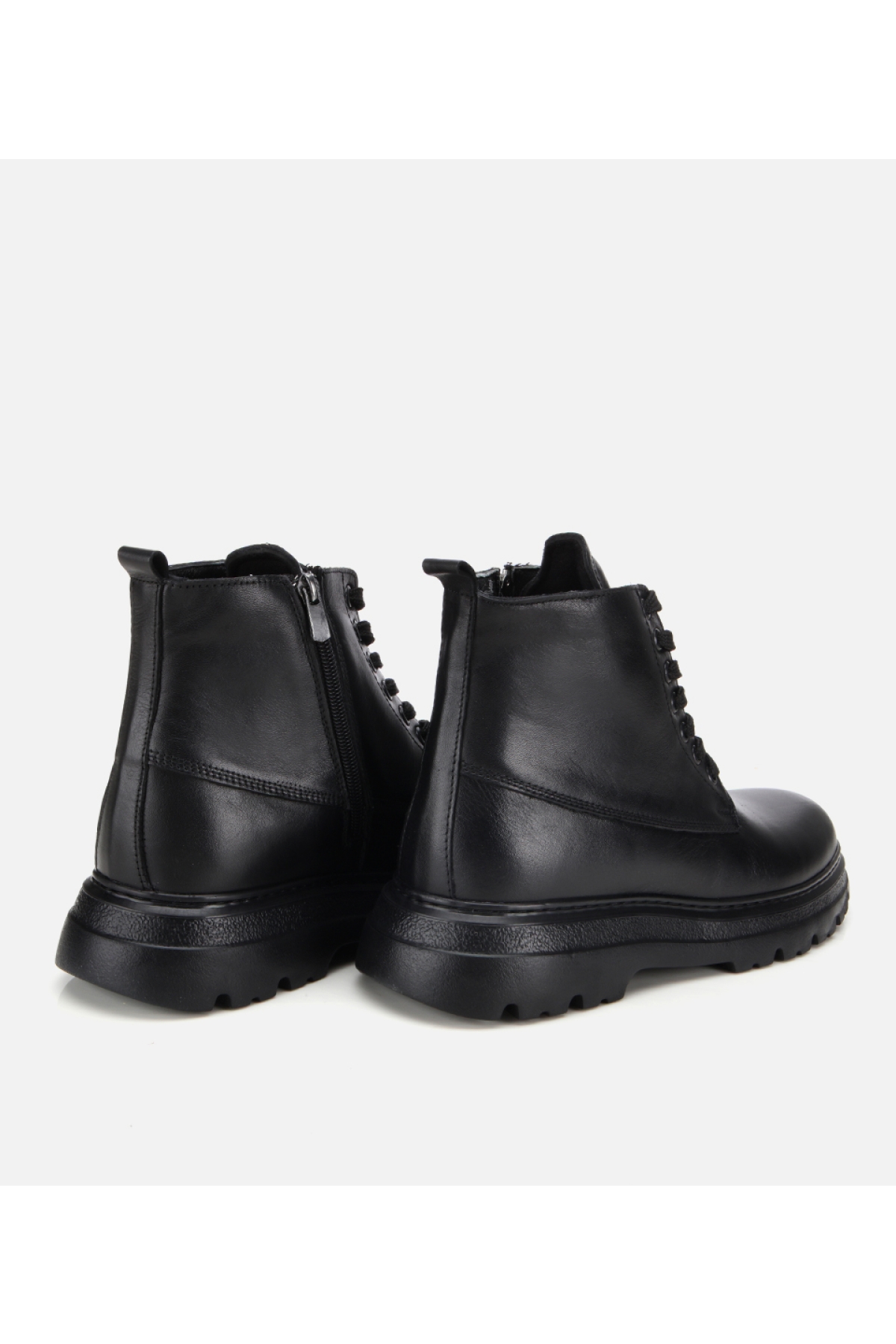 Erkek Deri Siyah Fermuarlı Yüksek Tabanlı Casual Bot - Görsel 4