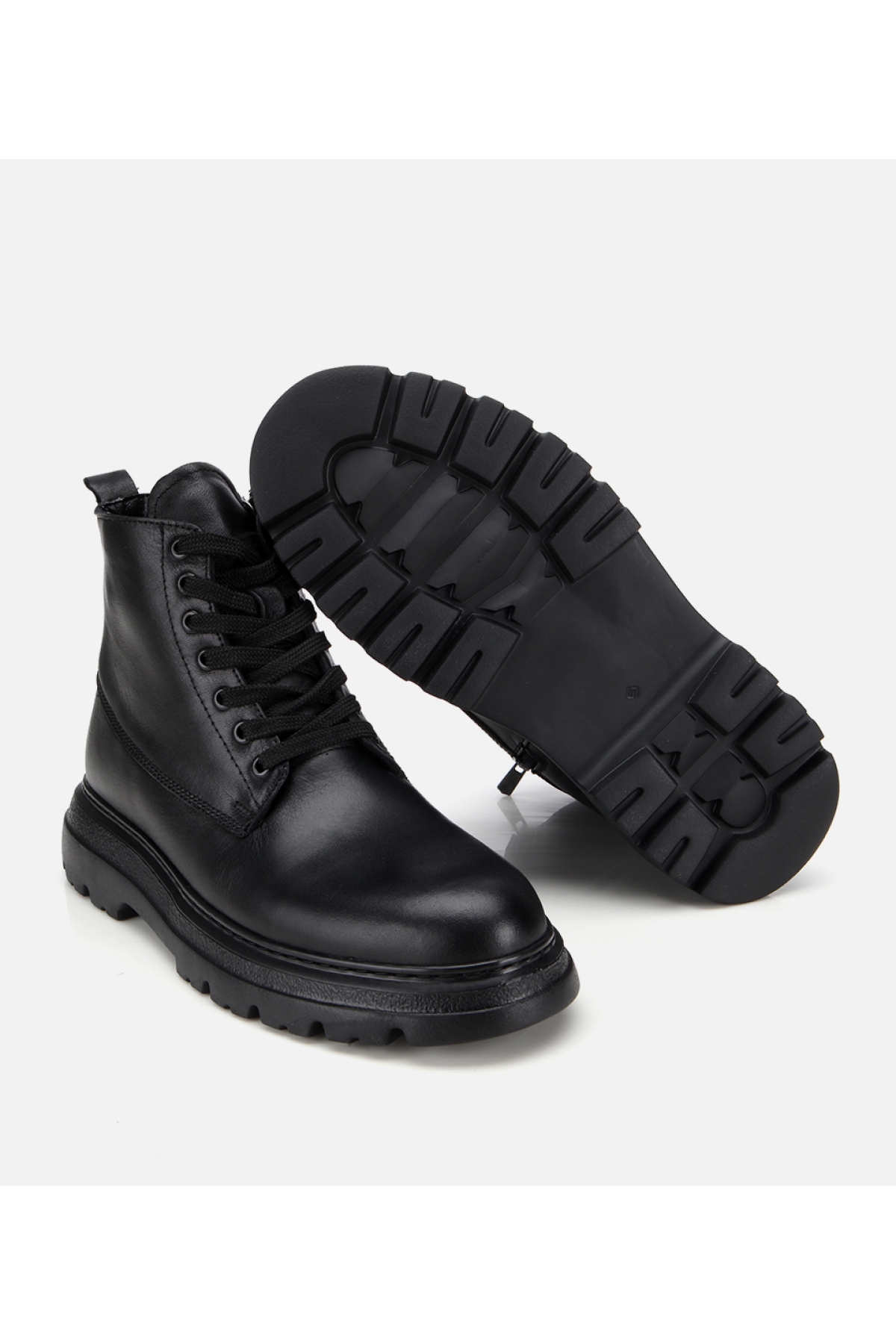 Erkek Deri Siyah Fermuarlı Yüksek Tabanlı Casual Bot - Görsel 6