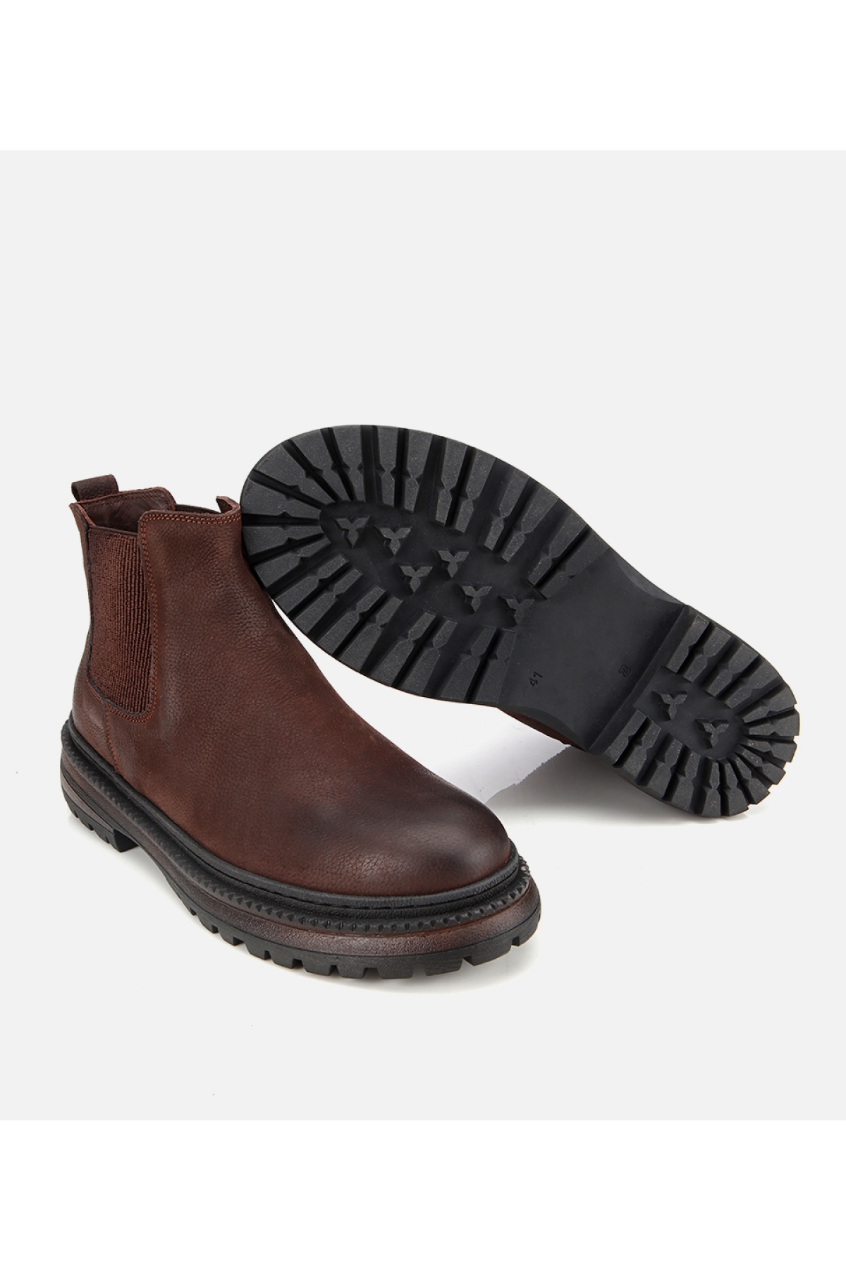 Erkek Nubuk Deri Kahverengi Lastik Detaylı Chelsea Bot - Görsel 6