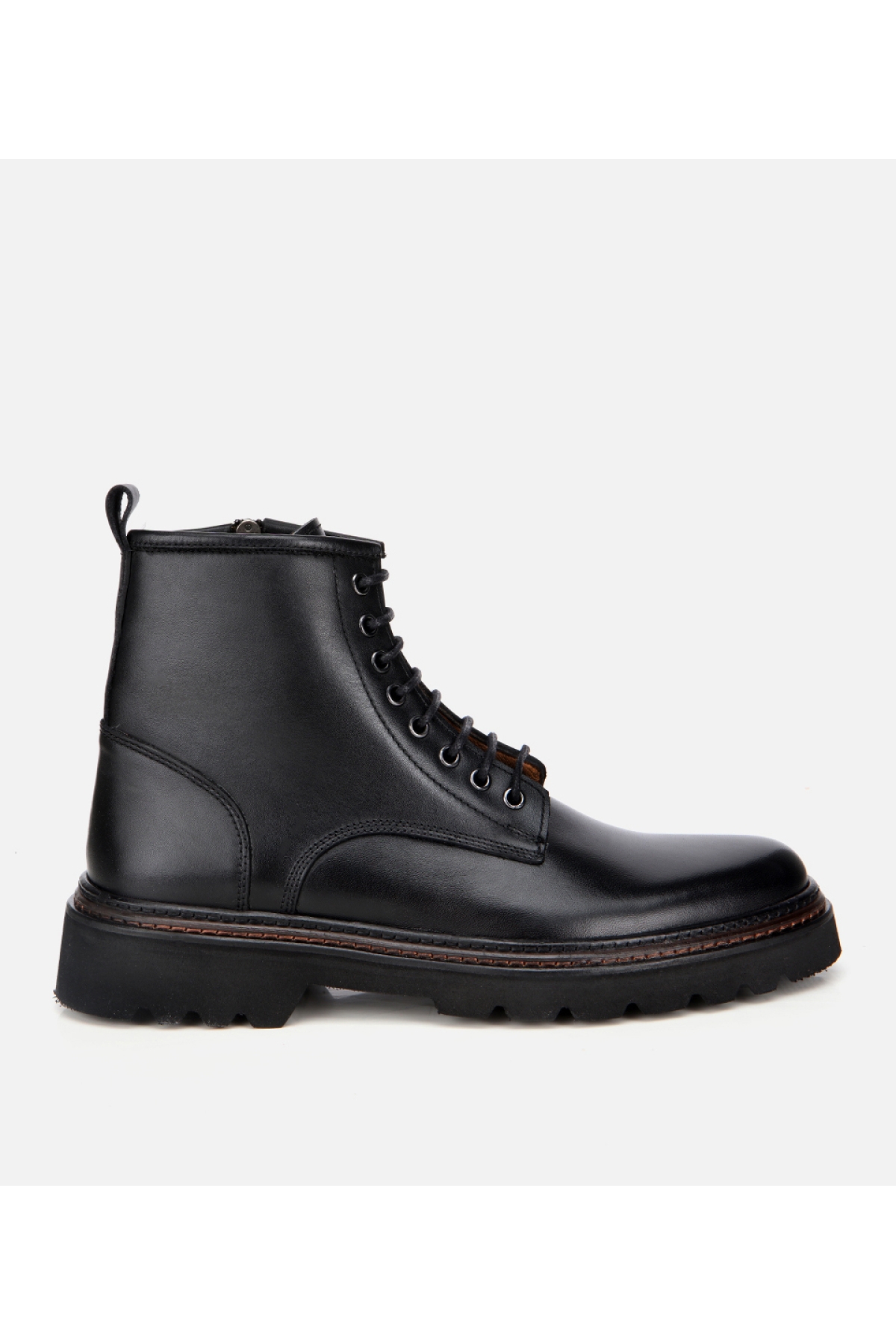 Erkek Deri Siyah Fermuarlı Kalın Tabanlı Casual Bot - Görsel 1