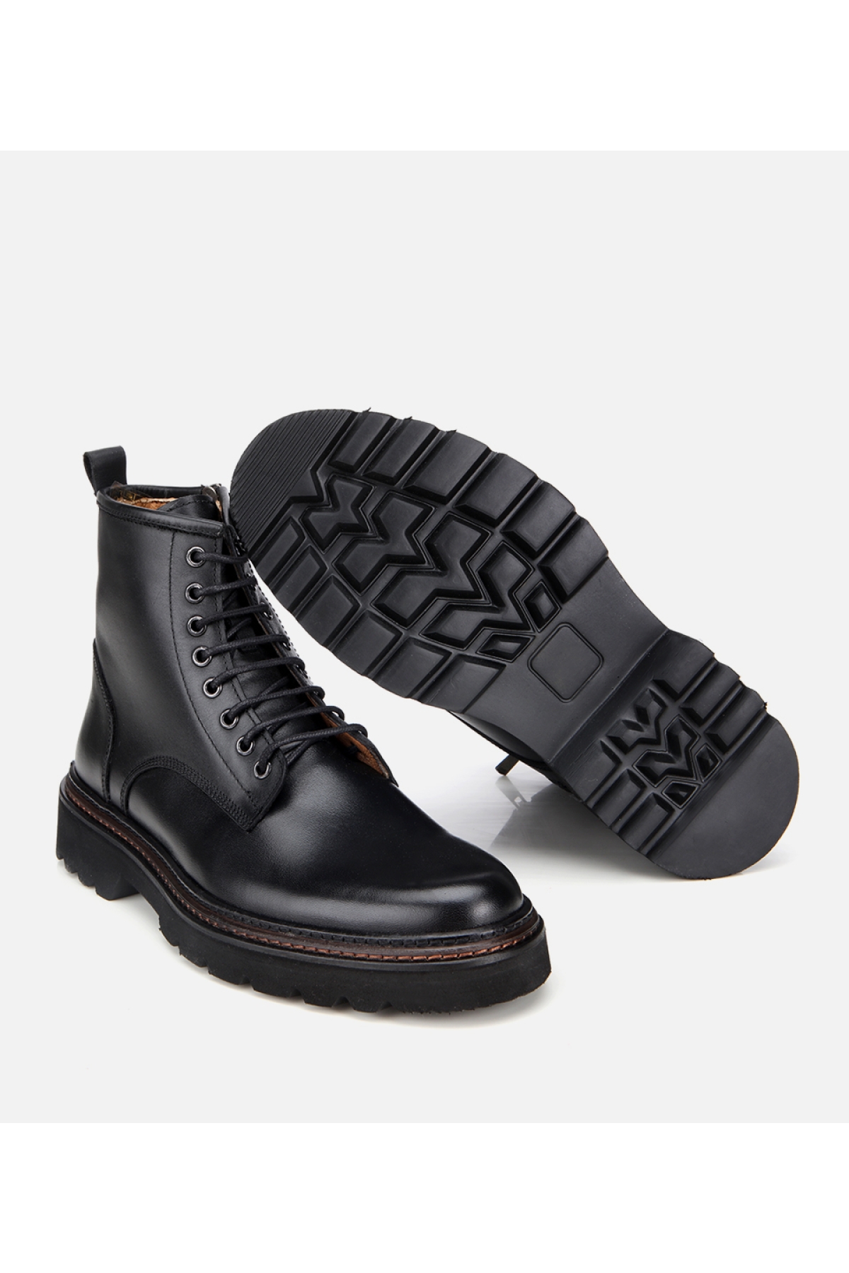 Erkek Deri Siyah Fermuarlı Kalın Tabanlı Casual Bot - Görsel 6