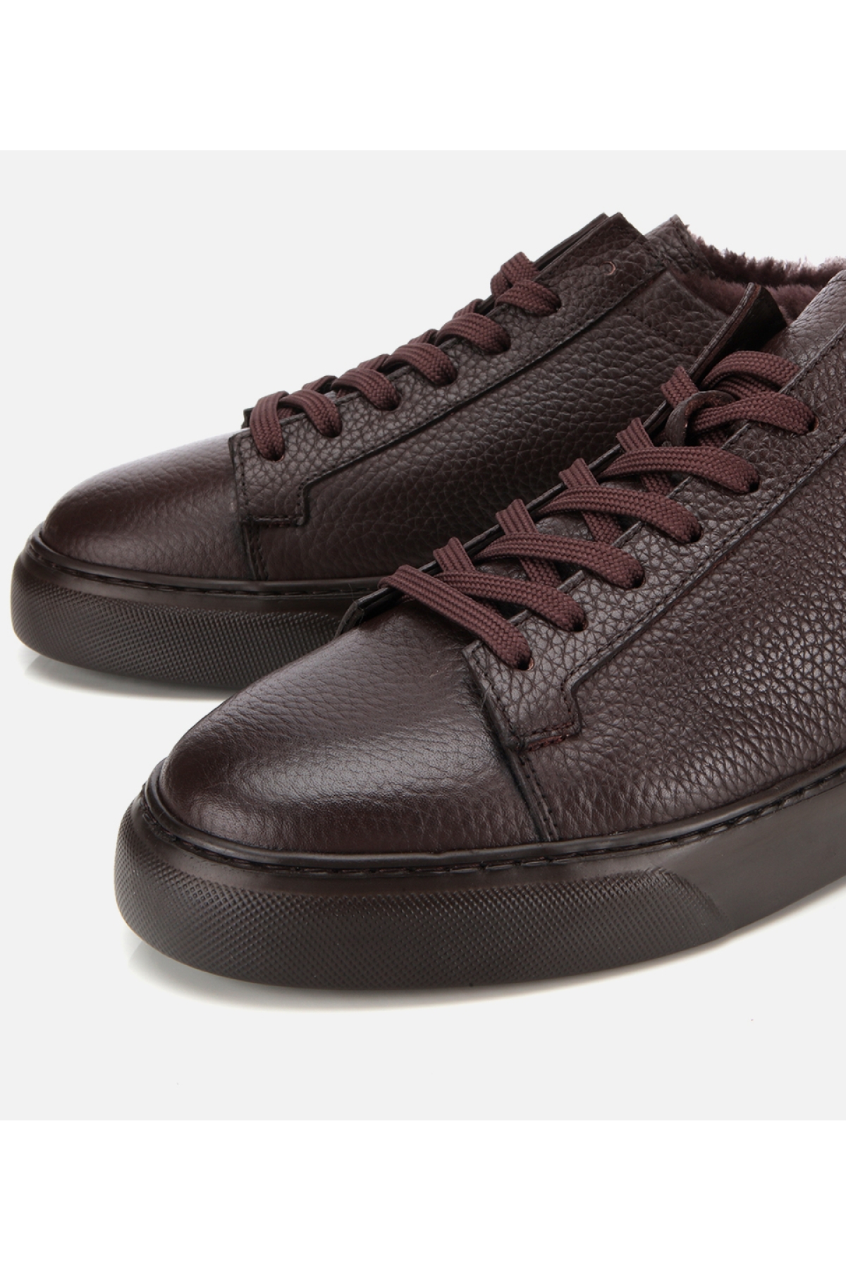 Erkek Deri Kahverengi İçi Kürklü Düz Günlük Ayakkabı - Görsel 3