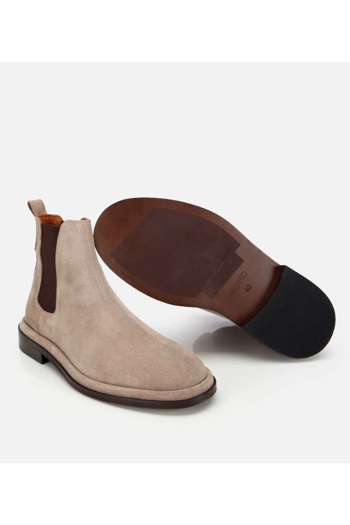 Erkek Süet Deri Bej Lastik Detaylı Chelsea Bot - Görsel 6