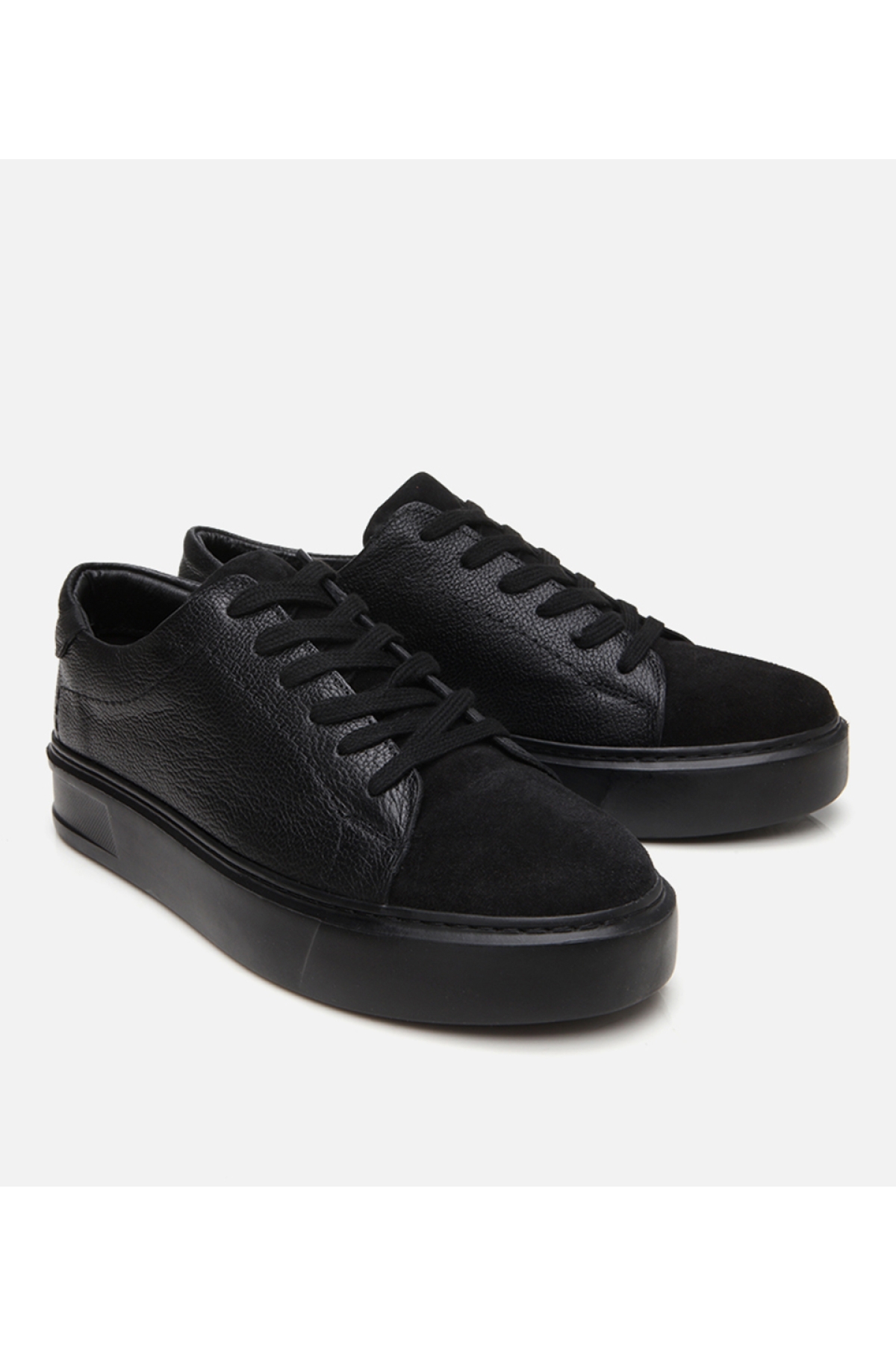 Erkek Deri Siyah Hafif Tabanlı Spor Ayakkabı - Görsel 2