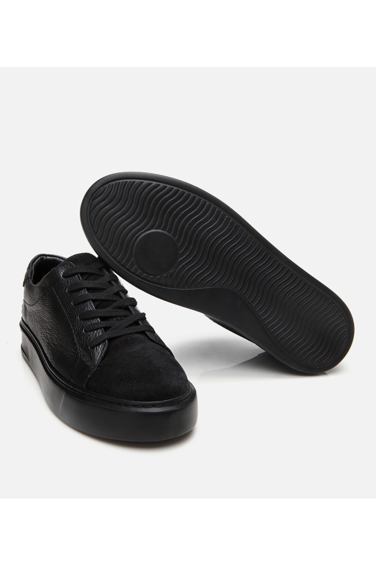Erkek Deri Siyah Hafif Tabanlı Spor Ayakkabı - Görsel 6