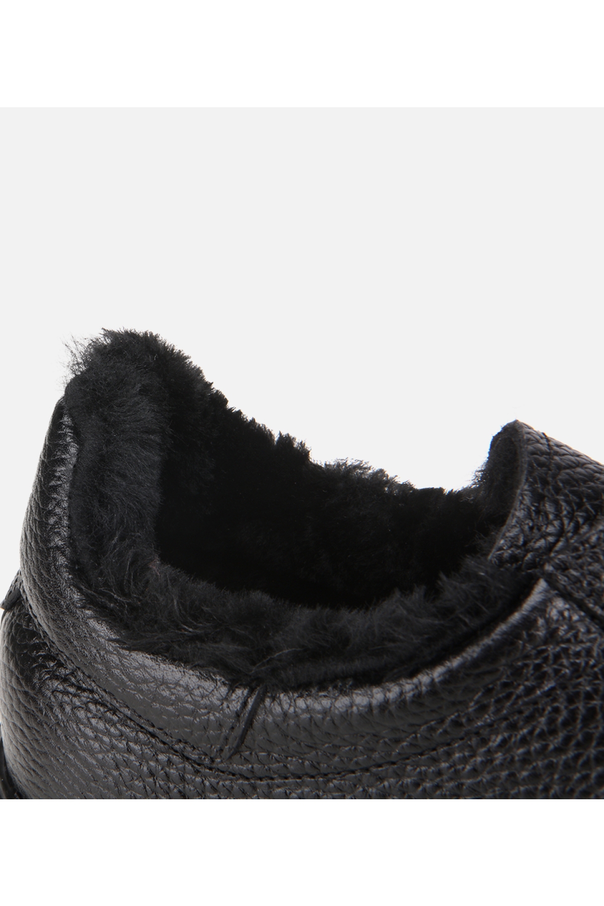 Erkek Deri Siyah İçi Kürklü Düz Günlük Ayakkabı - Görsel 7