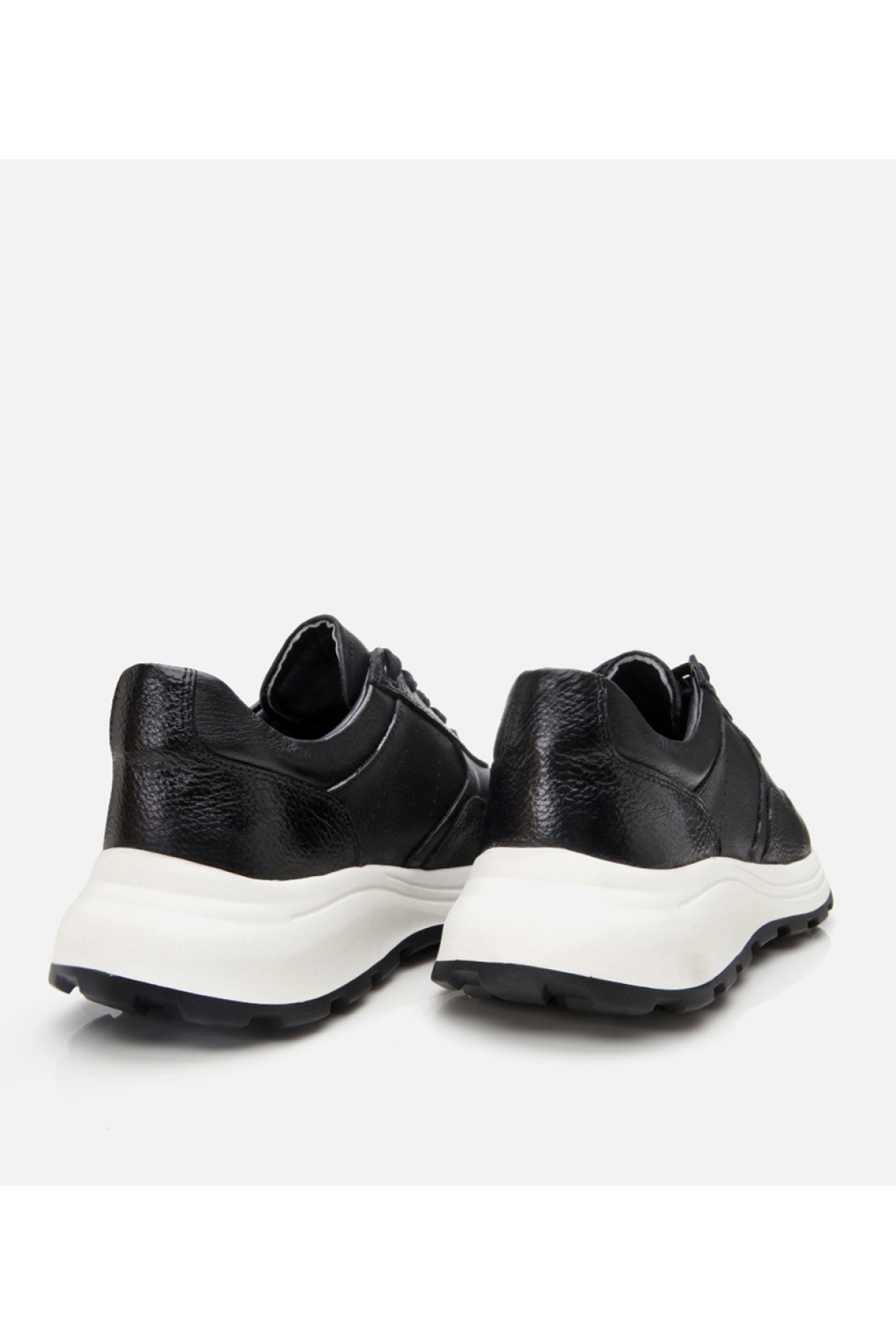 Erkek Deri Siyah Spor Ayakkabı - Görsel 4