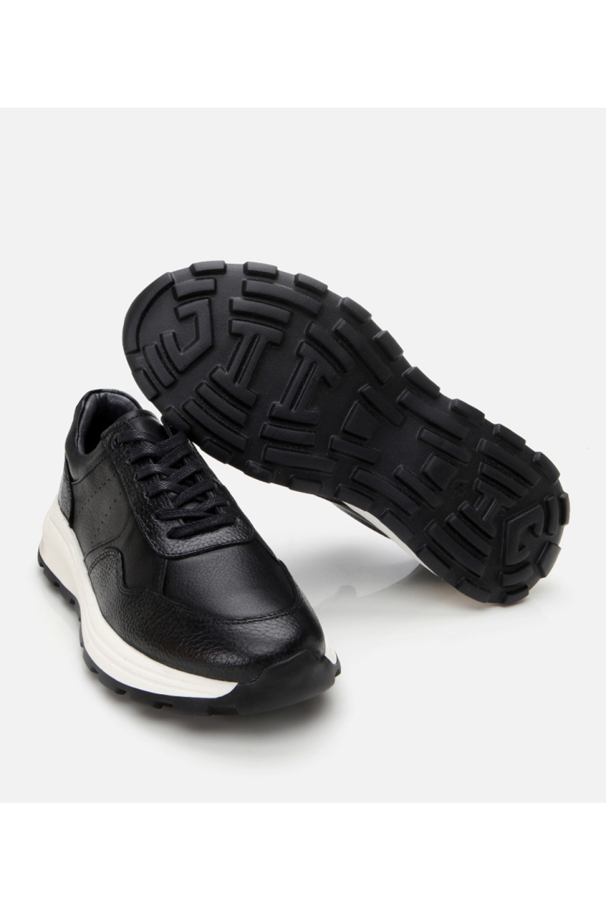 Erkek Deri Siyah Spor Ayakkabı - Görsel 6