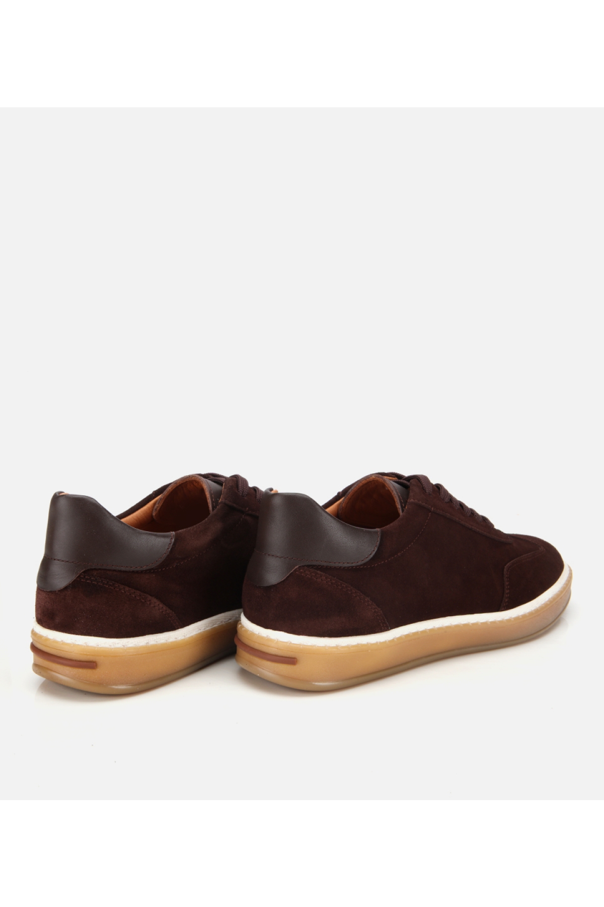 Erkek Süet Deri Kahverengi Düz Günlük Ayakkabı - Görsel 4