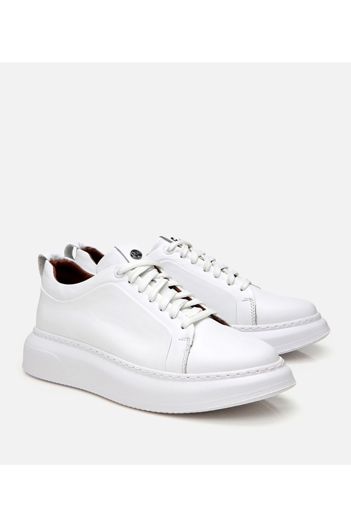 Erkek Deri Beyaz Hafif Tabanlı Spor Ayakkabı - Görsel 2