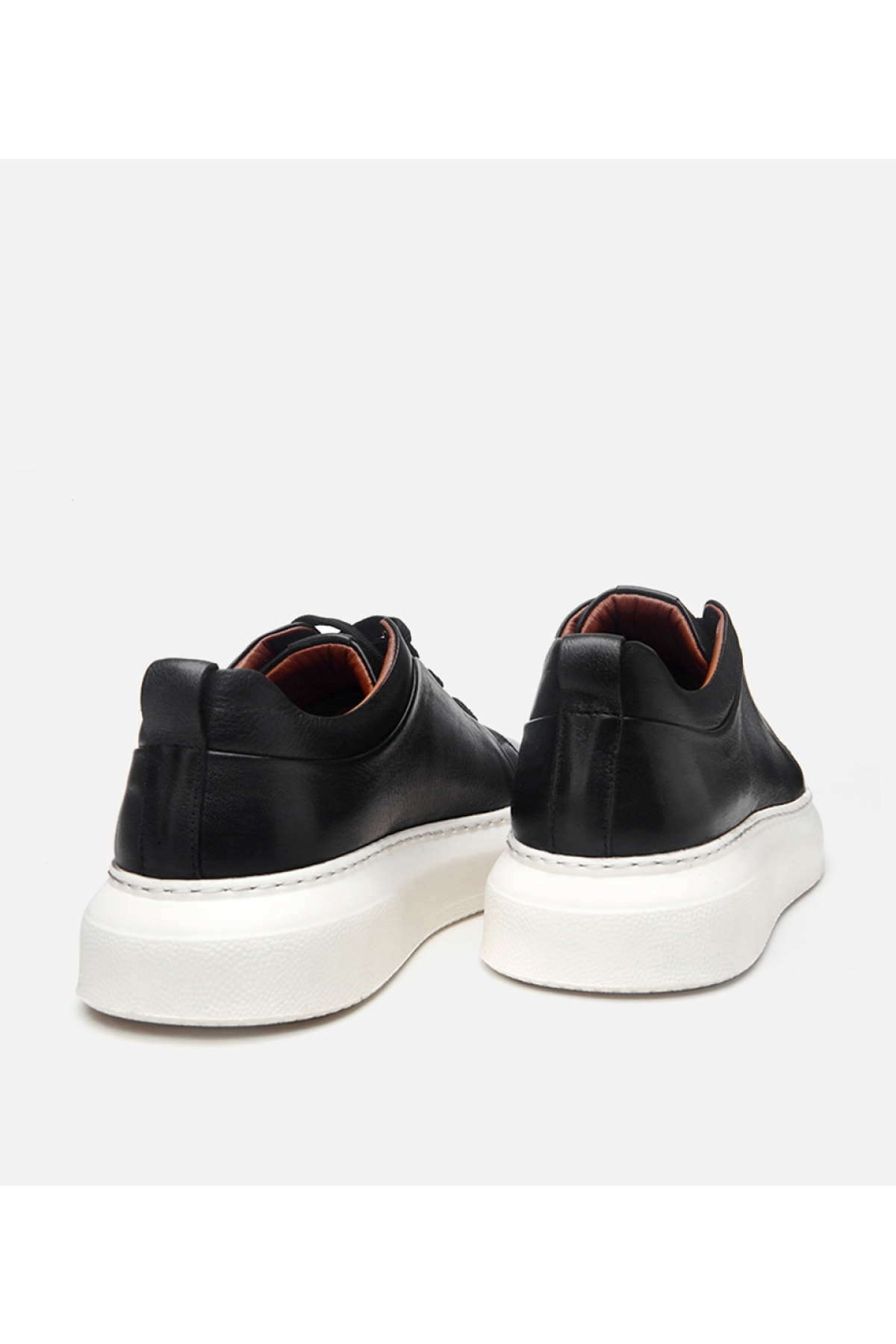 Erkek Deri Siyah Hafif Tabanlı Spor Ayakkabı - Görsel 7
