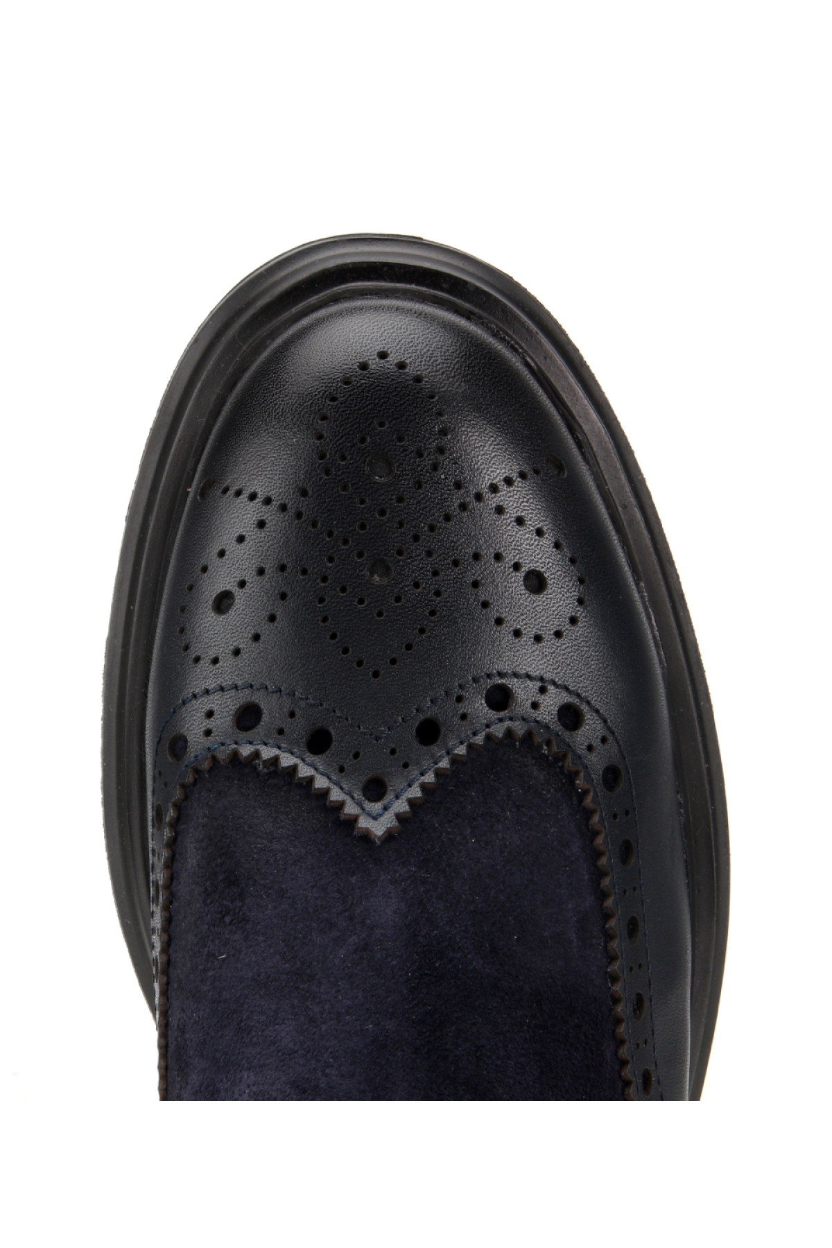 Erkek Süet Deri Lacivert Lastik Detaylı İşlemeli Chelsea Bot - Görsel 5